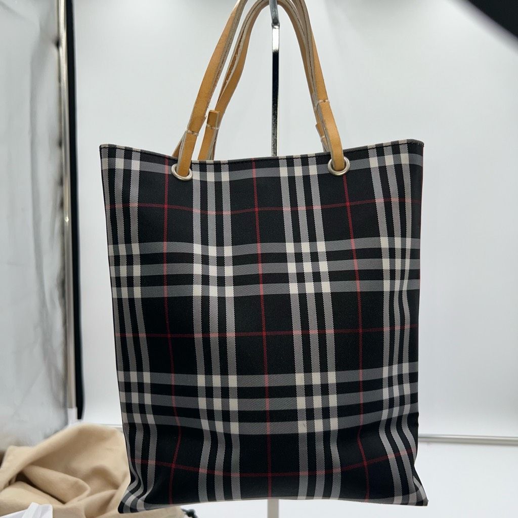 Burberry BURBERRY Nova Check Hand Bag Nylon Black Small Tote with Dust Bag Size ONE SIZE - 1 Thumbnail