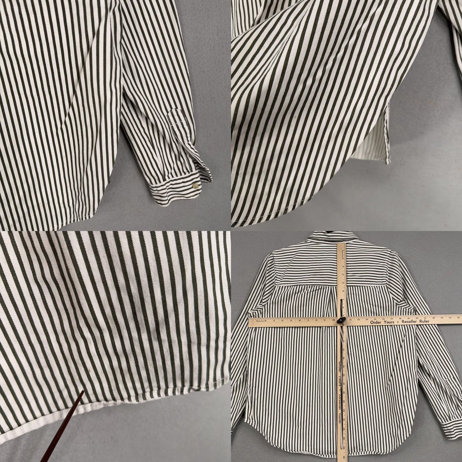 Lucky Brand Lucky Brand Shirt Womens Small White Green Stripe Button Front Long Sleeve Casual Denim Size S / US 4 / IT 40 - 8 Thumbnail