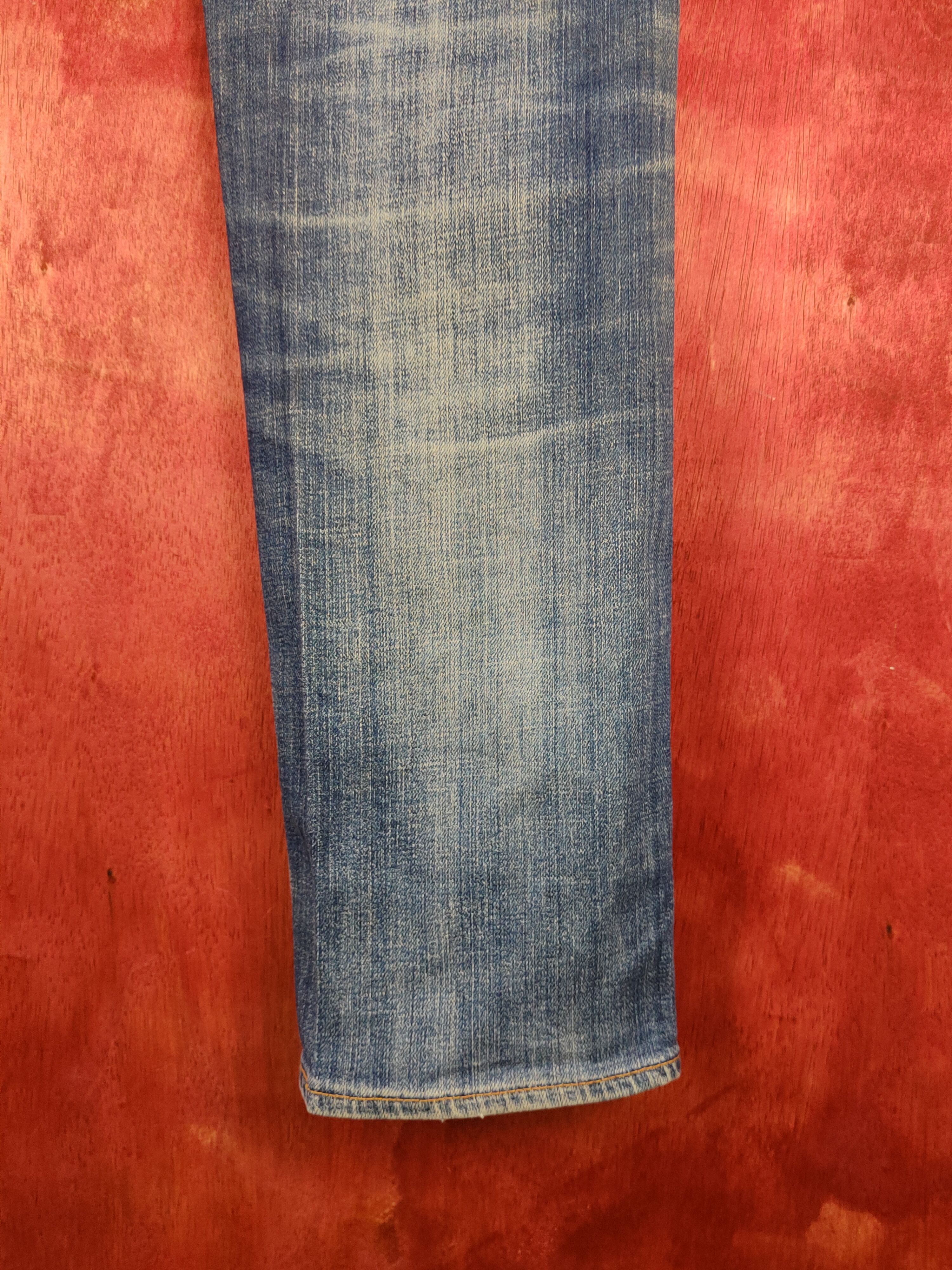 Japanese Brand Levi's Blue Faded Distressed Ripped Skinny Jeans #S1832 Size US 33 - 13 Thumbnail