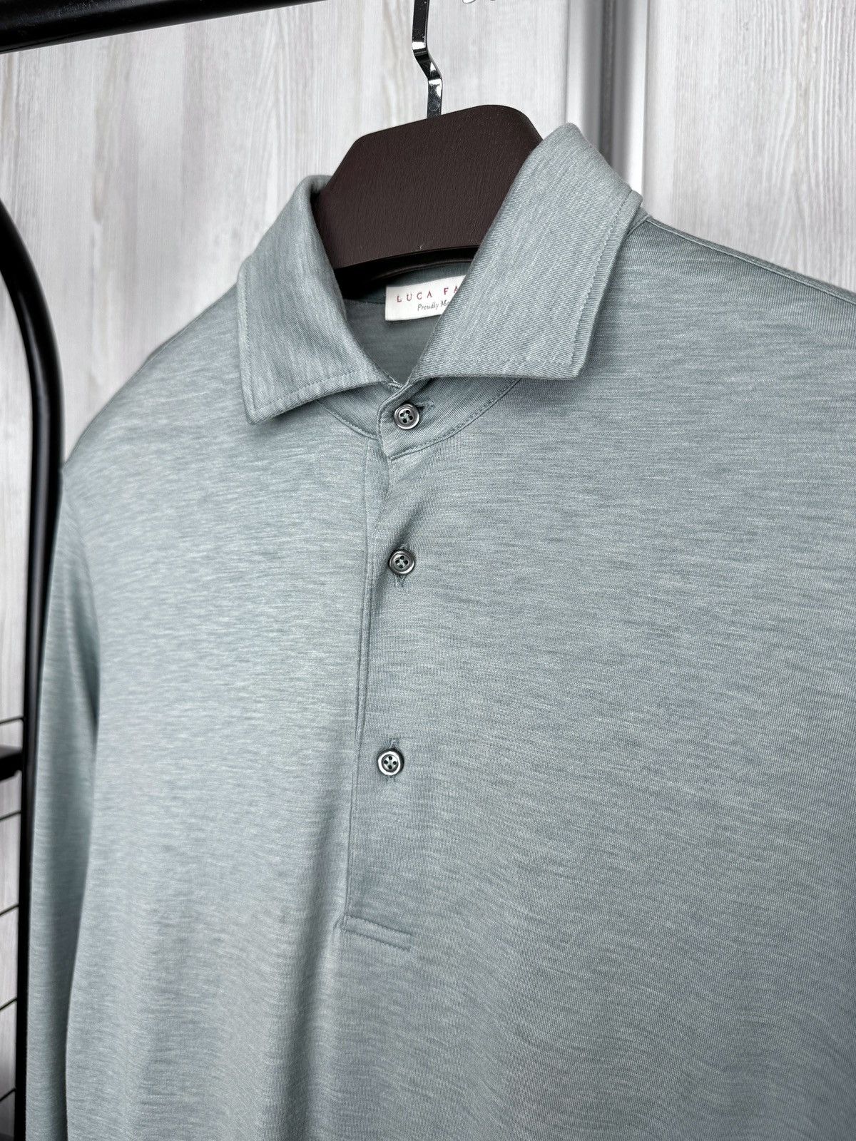 Other Luca Faloni Long Sleeve Polo Shirt Silk-Cotton Marine Green Size US XS / EU 42 / 0 - 7 Thumbnail