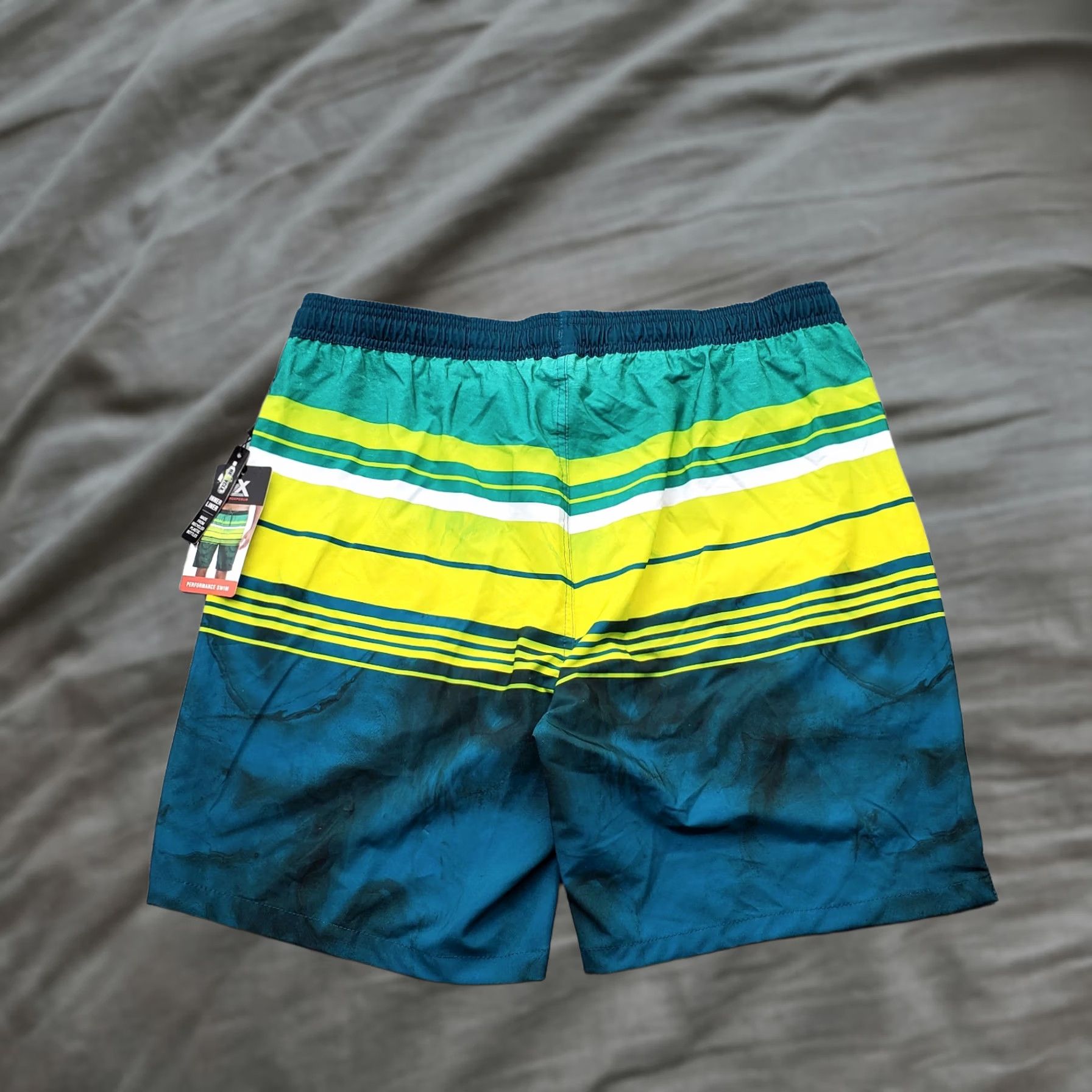 ZeroXposur ZeroXposur Performance Swim Shorts Mens Large Multi Striped Side Slit Drawstring Size US 33 - 1 Thumbnail