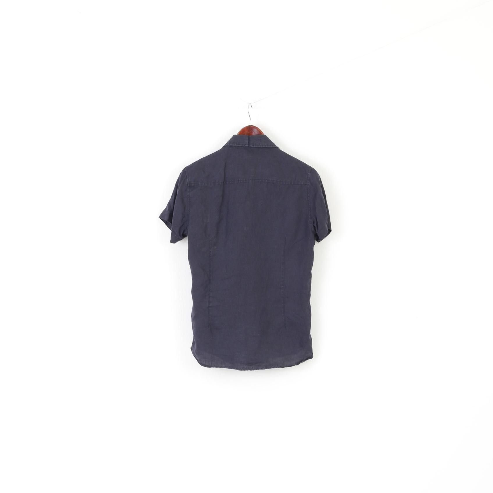Calvin Klein Calvin Klein Jeans Men S Casual Shirt Navy Linen 0231 Size US S / EU 44-46 / 1 - 5 Thumbnail