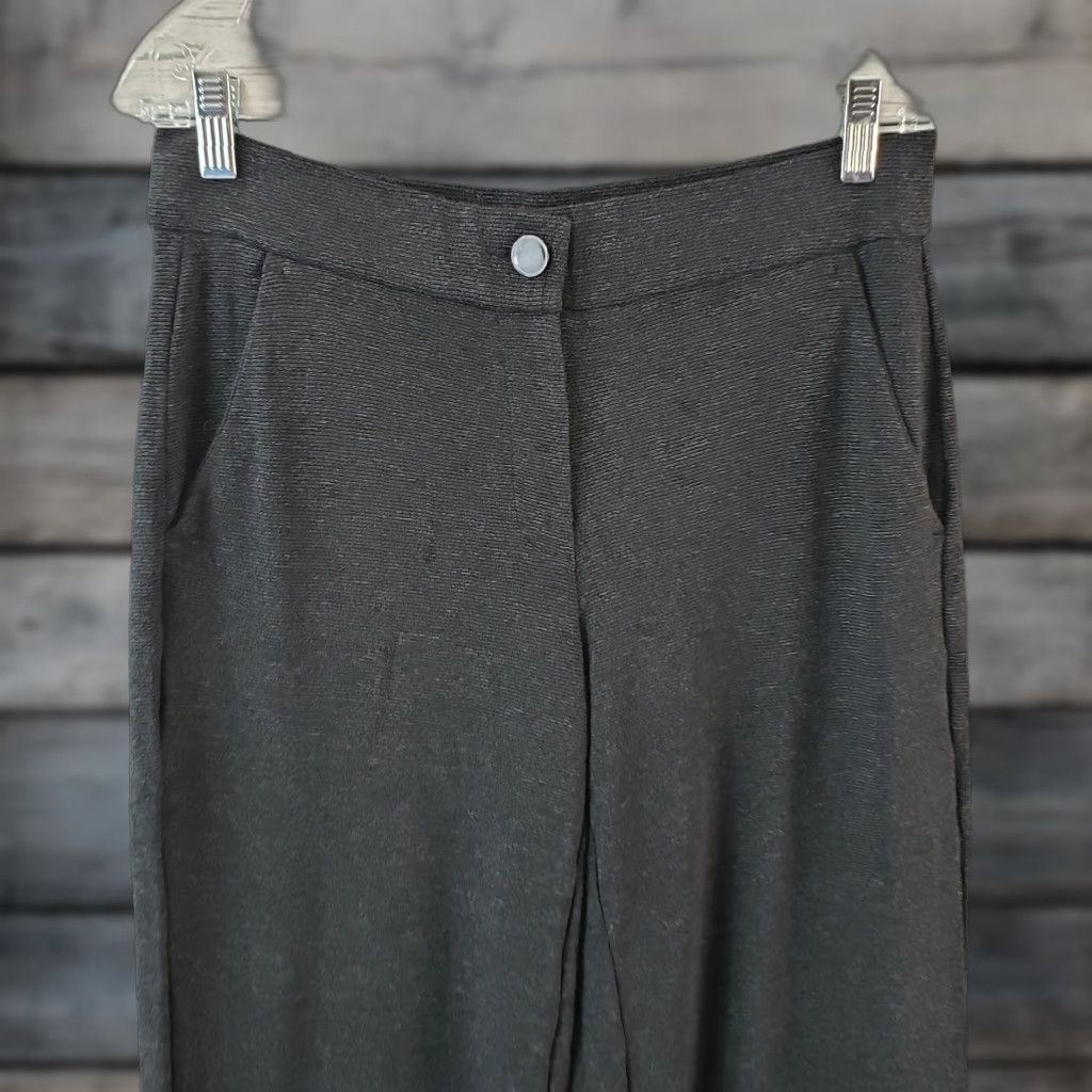 Ann Taylor Ann Taylor LOFT Womens Cropped Wide Leg Pants Sz Small Black Gray Mid Rise Pants Womens Small Crop Wide-Leg Black Size 28" / US 6 / IT 42 - 1 Thumbnail