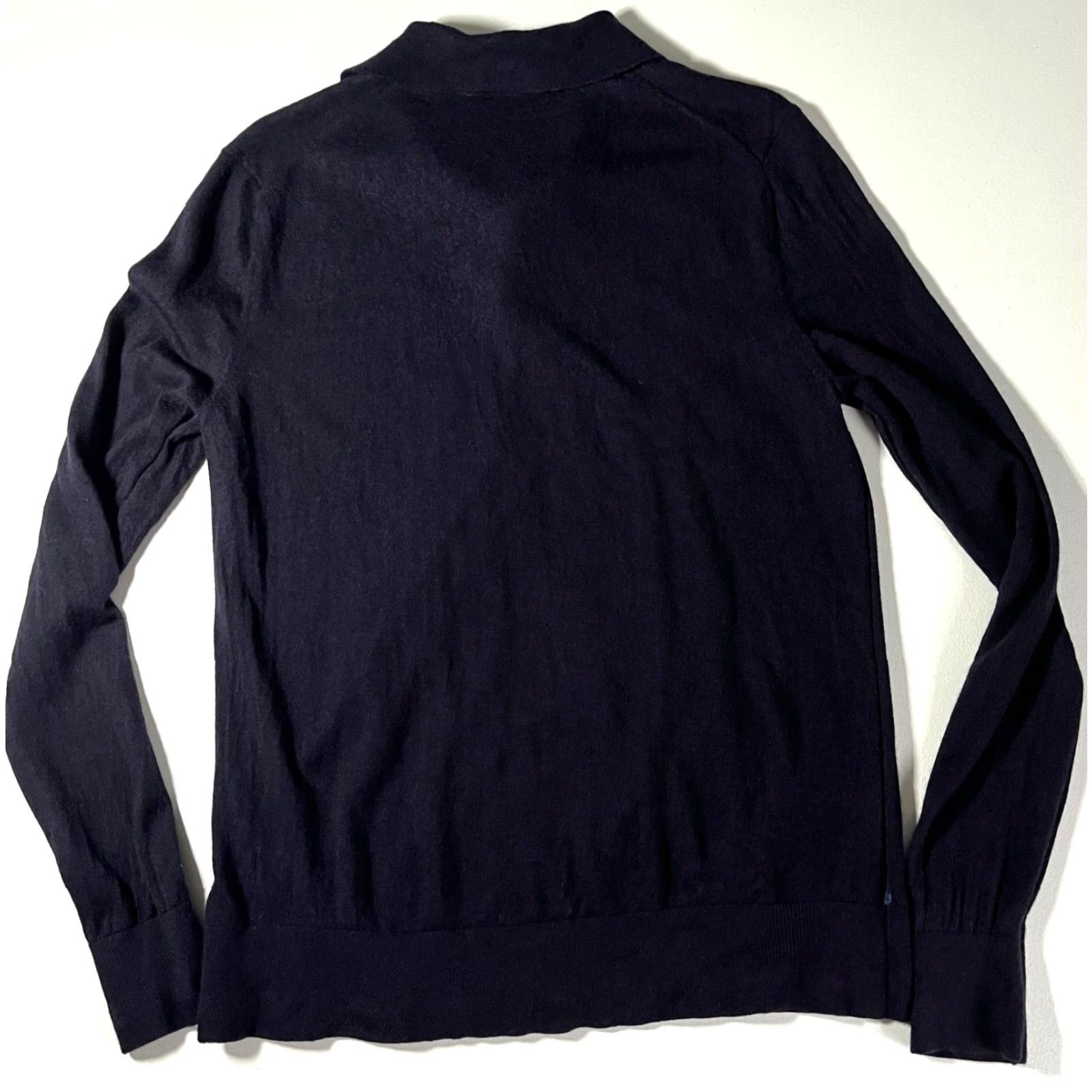 Ted Baker Ted Baker London Men's Collared Sweater 100% Wool Navy L Pullover Slim Knit Size US L / EU 52-54 / 3 - 5 Thumbnail