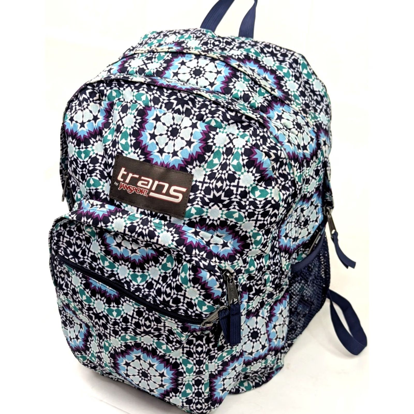 Jansport VINTAGE Trans by JanSport SuperMax Backpack Kaleidoscope Blue Purple w Laptop Pocket Size ONE SIZE - 3 Thumbnail