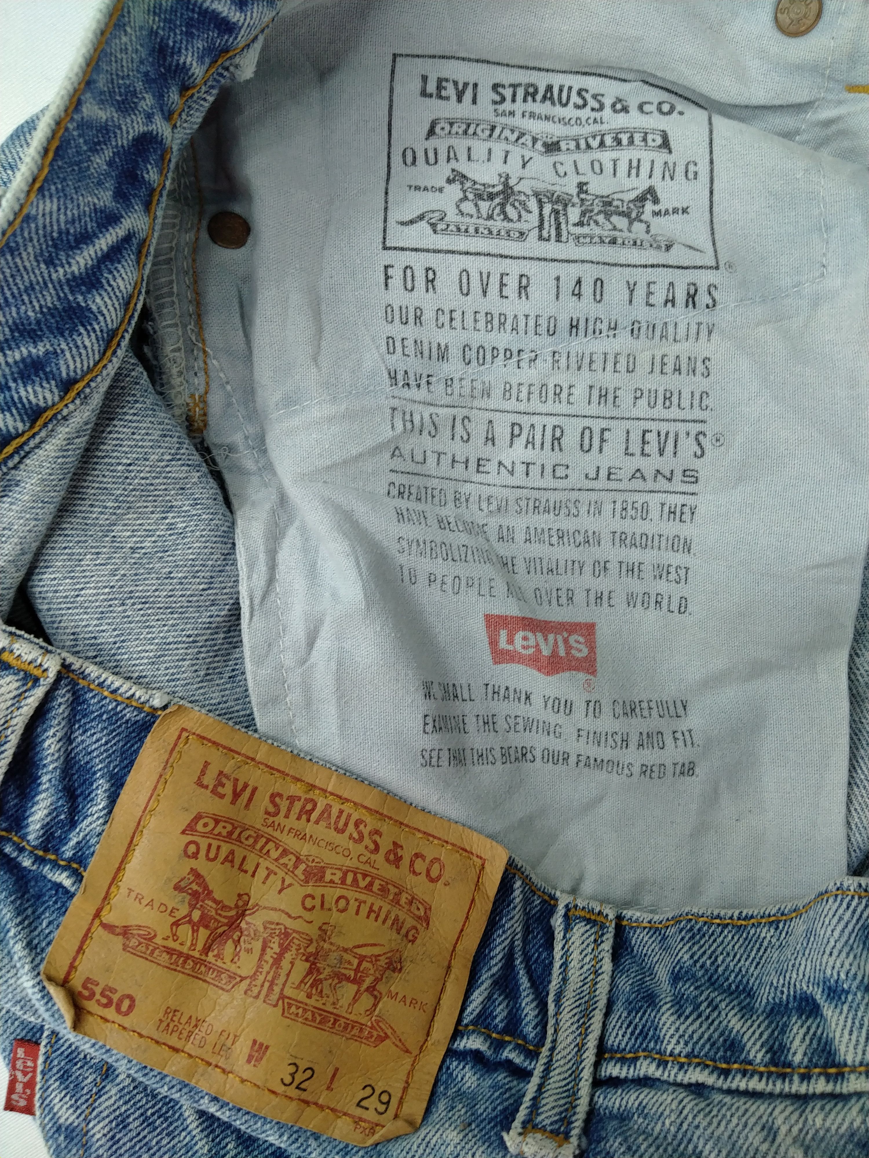 Japanese Brand 90s Blue Wash Vintage Levi's 550 Relaxed Denim 32x28.5 JN436 Size US 32 / EU 48 - 10 Thumbnail