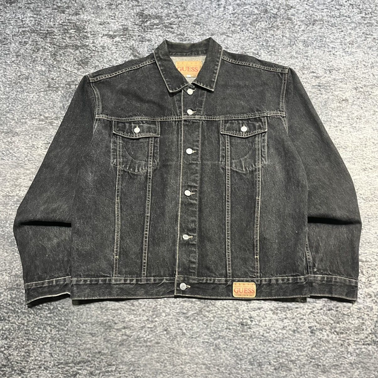Guess VINTAGE 90s GUESS BLACK DENIM TRUCKER JACKET GRUNGE SIZE 3XL Size US XXL / EU 58 / 5 - 3 Thumbnail