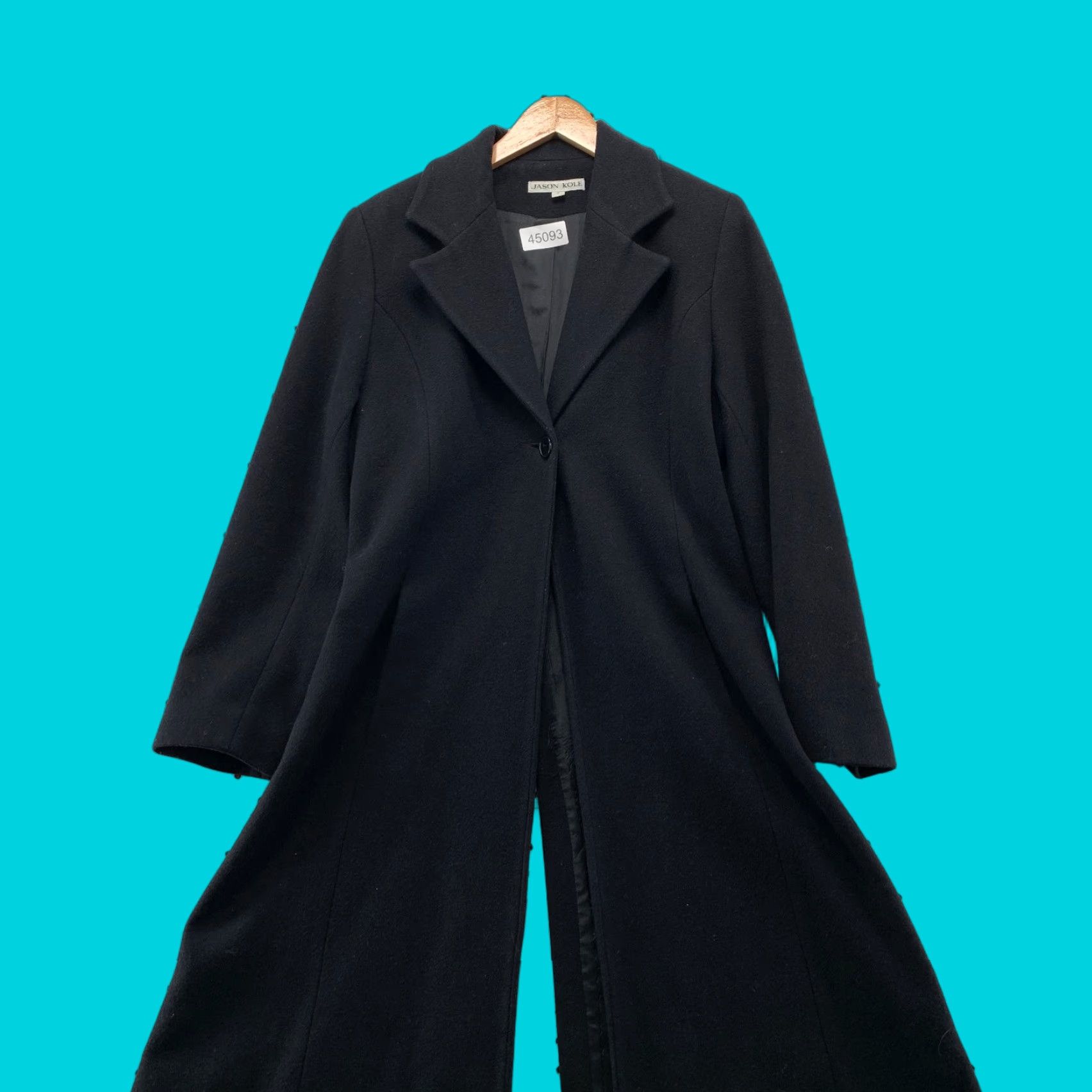 Vintage VINTAGE Jason Kole Wool Coat Mens Size 6 Black Long Slit Vent Swing One Button Coat Size M / US 6-8 / IT 42-44 - 1 Thumbnail