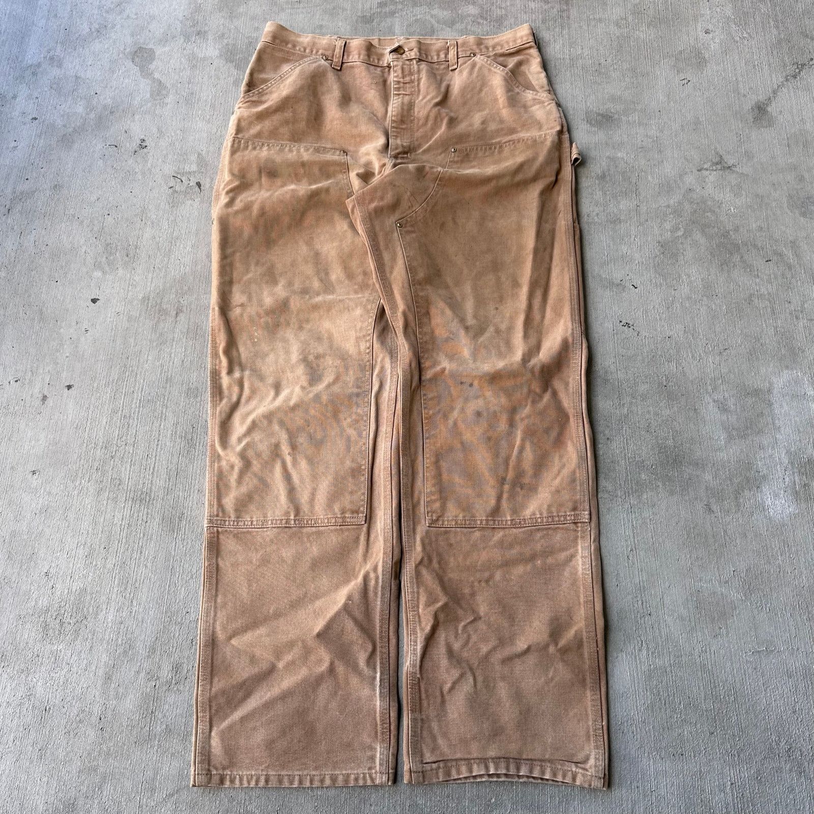 パンツ Carhartt overall big size doubleknee y2k Vtg Y2K Carhartt Overalls Bib Canvas Double Knee Brown R06