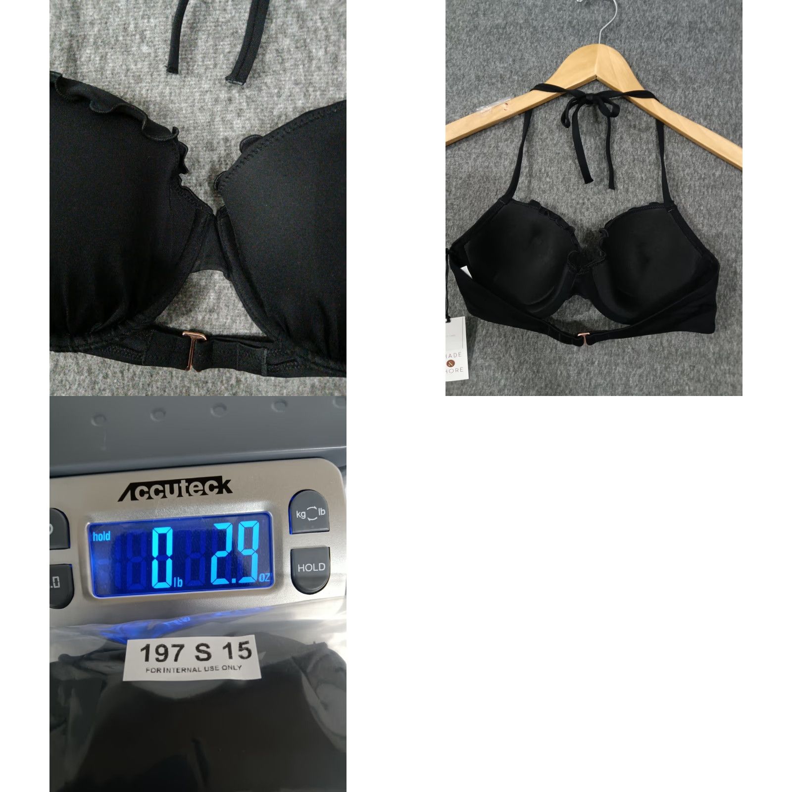 Vintage Shade & Shore Black Bikini Top - Ruffle Front Keyhole Spaghetti Strap - Padded 34C - Women Swimwear Size XXS / US 00 / IT 34 - 8 Thumbnail