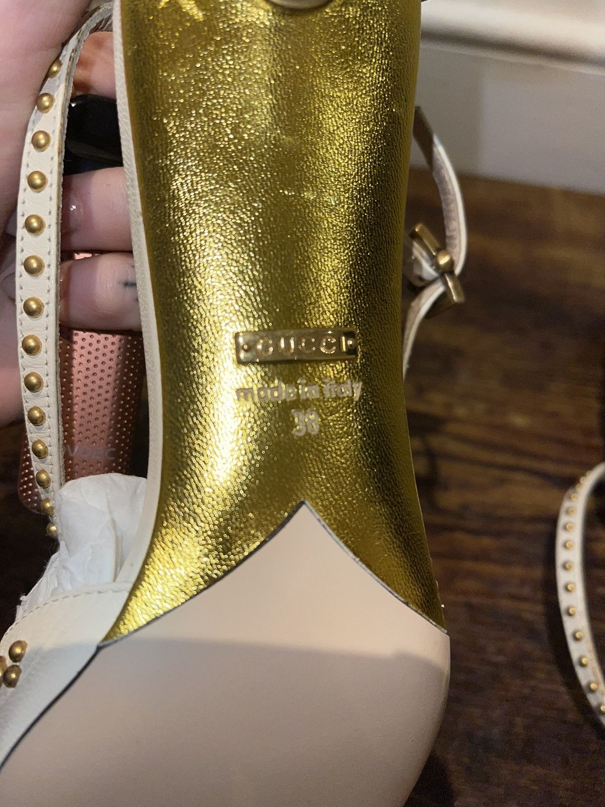 Gucci Gucci Gold Stud UNIA Kitten Heels Size US 8 / IT 38 - 6 Thumbnail