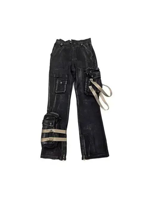 Japanese Brand × Jean Punk Rock Heavy Industrial Detachable Streamer Cargo Pants Size US 32 / EU 48 - 2 Thumbnail