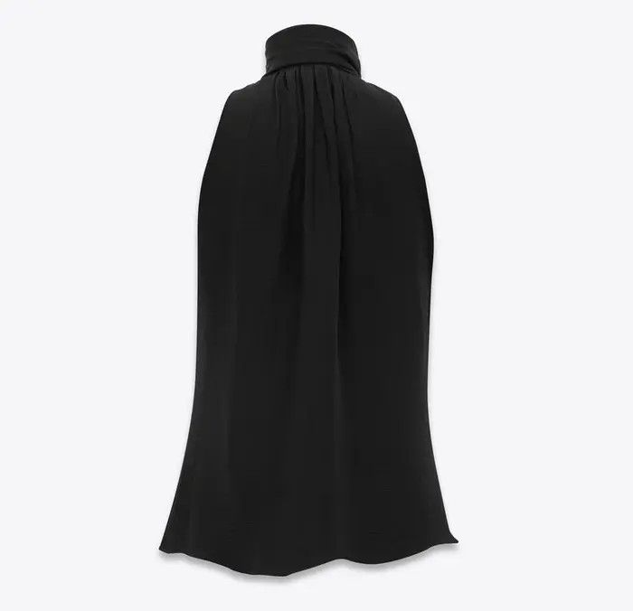 Saint Laurent Paris o1bcso1str0625 Lavalliere Neck Top In Silk in Black Size US L / EU 52-54 / 3 - 5 Thumbnail