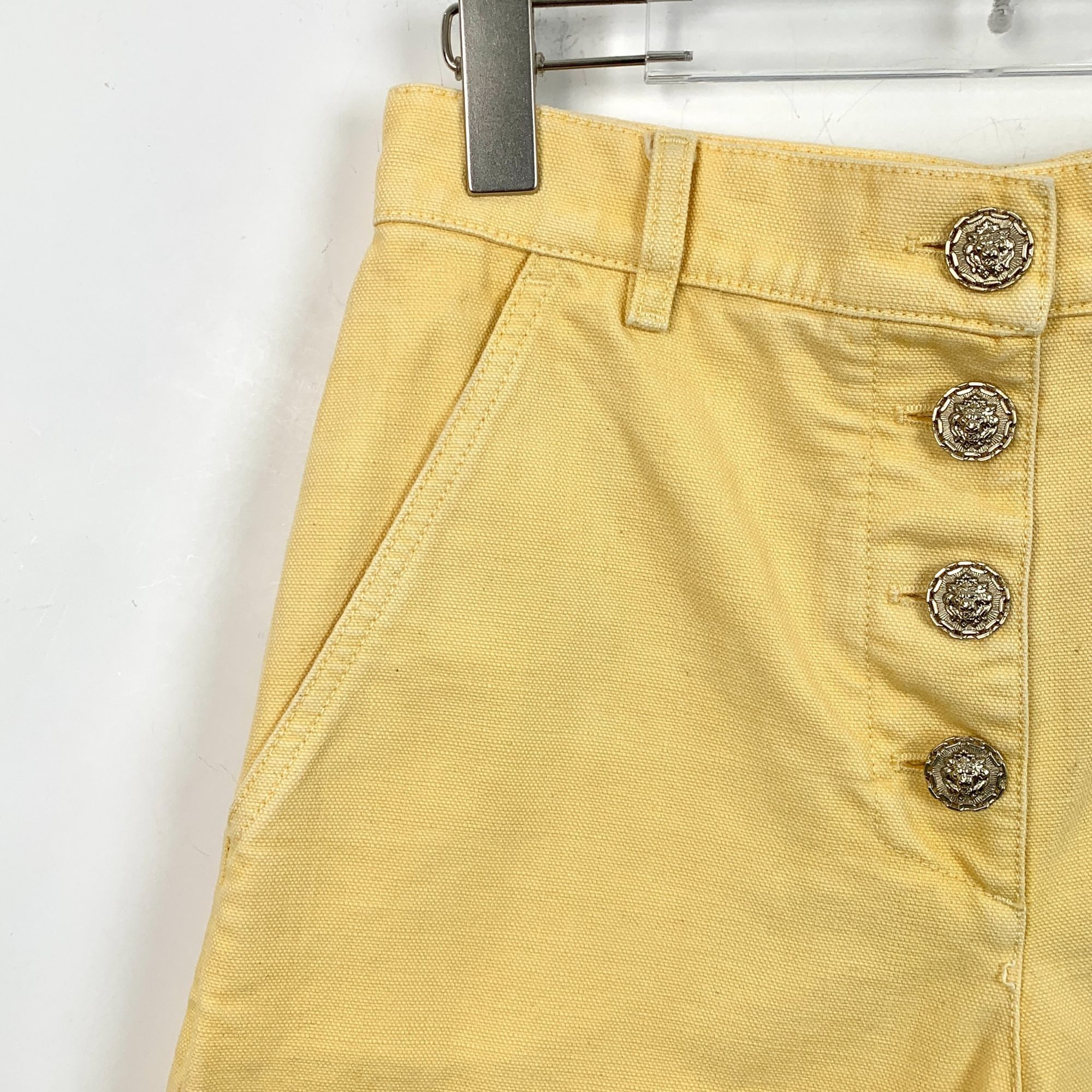 Chanel Chanel Yellow Cotton Wide-Leg Trousers With Decorative Butto Size 38" / US 16 / IT 52 - 7 Thumbnail