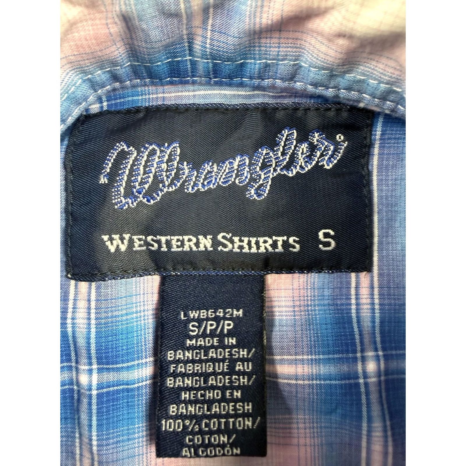 Wrangler Wrangler Shirt Womens Small Blue Pink Plaid Western Pearl Snap Rodeo Size S / US 4 / IT 40 - 3 Thumbnail