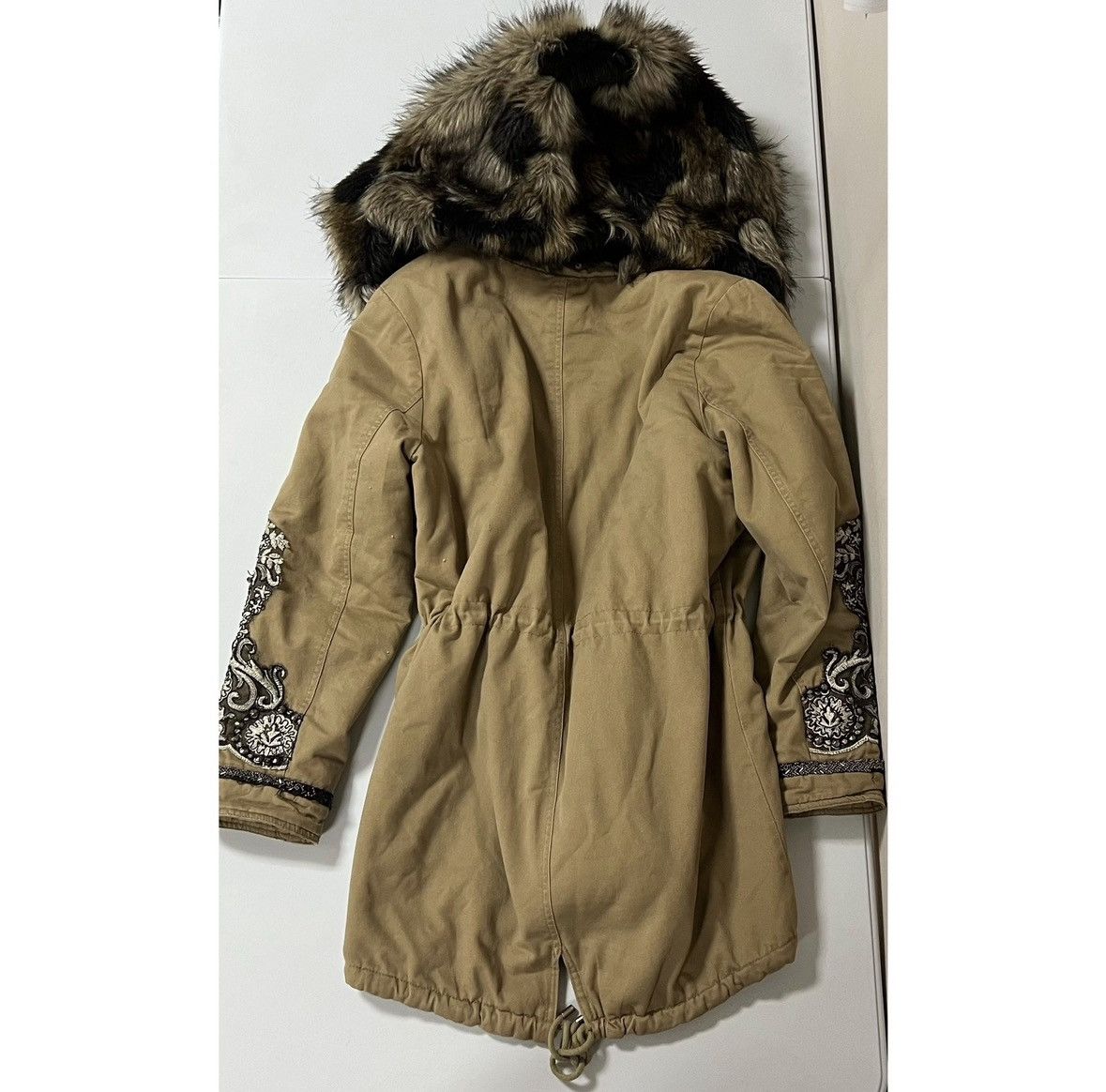 Chicos Chicos Tan Brown Fur Y2K Embroidered Jacket Coat Size 1 🤎✨ Size XS / US 0-2 / IT 36-38 - 8 Thumbnail
