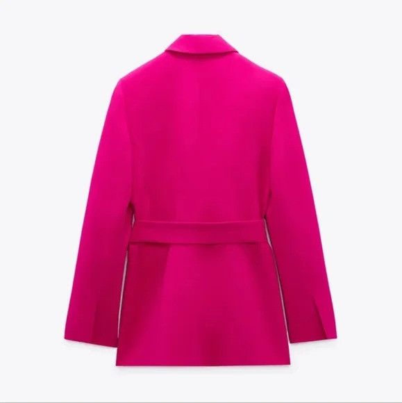 Zara ZARA SET Tuxedo Collar Blazer Belted & Pant neon Fuschia Size L / US 10 / IT 46 - 5 Thumbnail