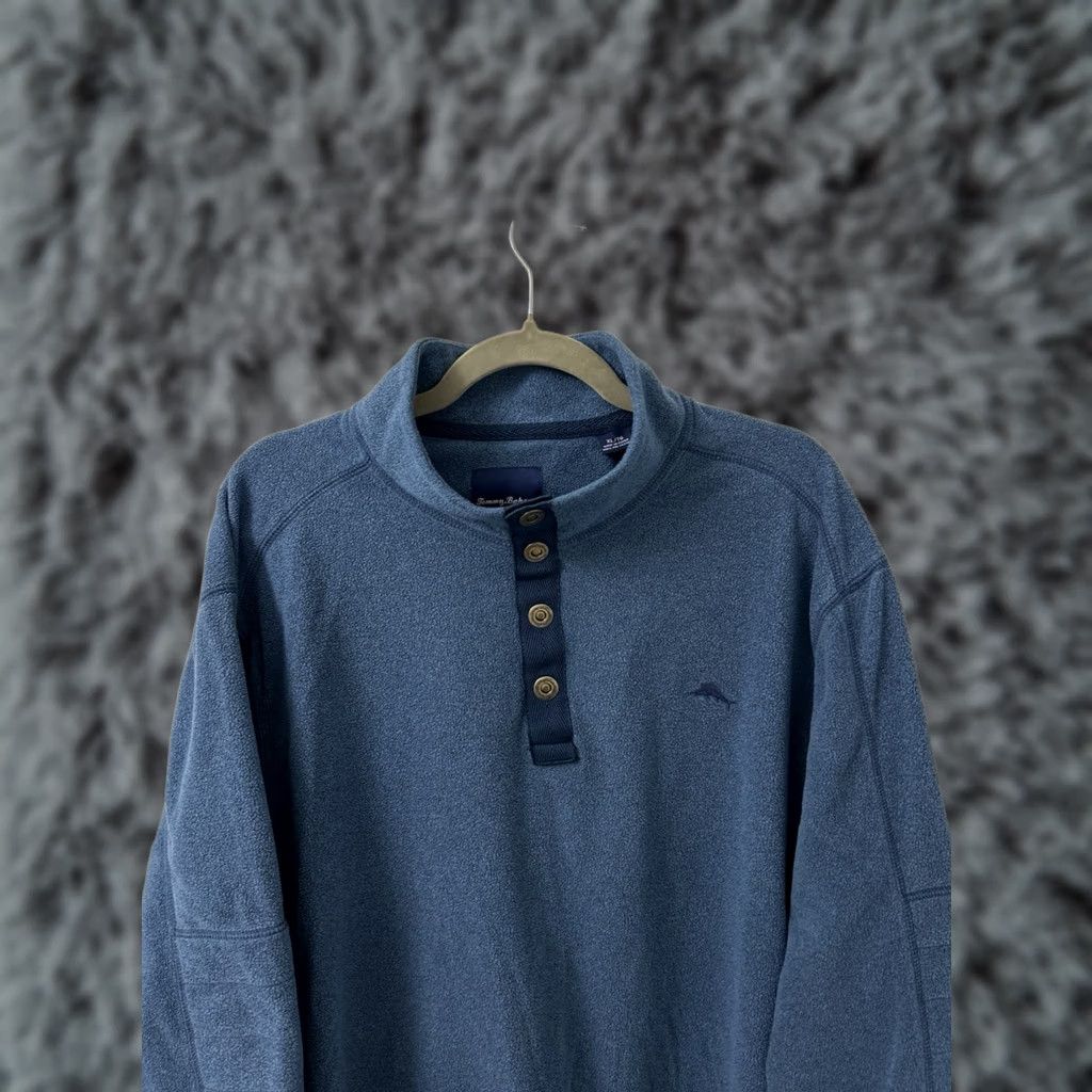 Tommy Bahama Tommy Bahama Sweater Mens XL Blue Fleece Mock Neck 1/4 Snap Henley Button Logo Embroidered Casual Travel Size US XL / EU 56 / 4 - 1 Thumbnail
