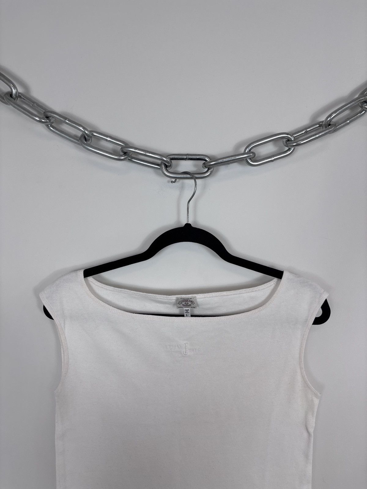 Armani Vintage Armani Jeans Women’s White Crop Top Tank Top Size L / US 10 / IT 46 - 2 Thumbnail