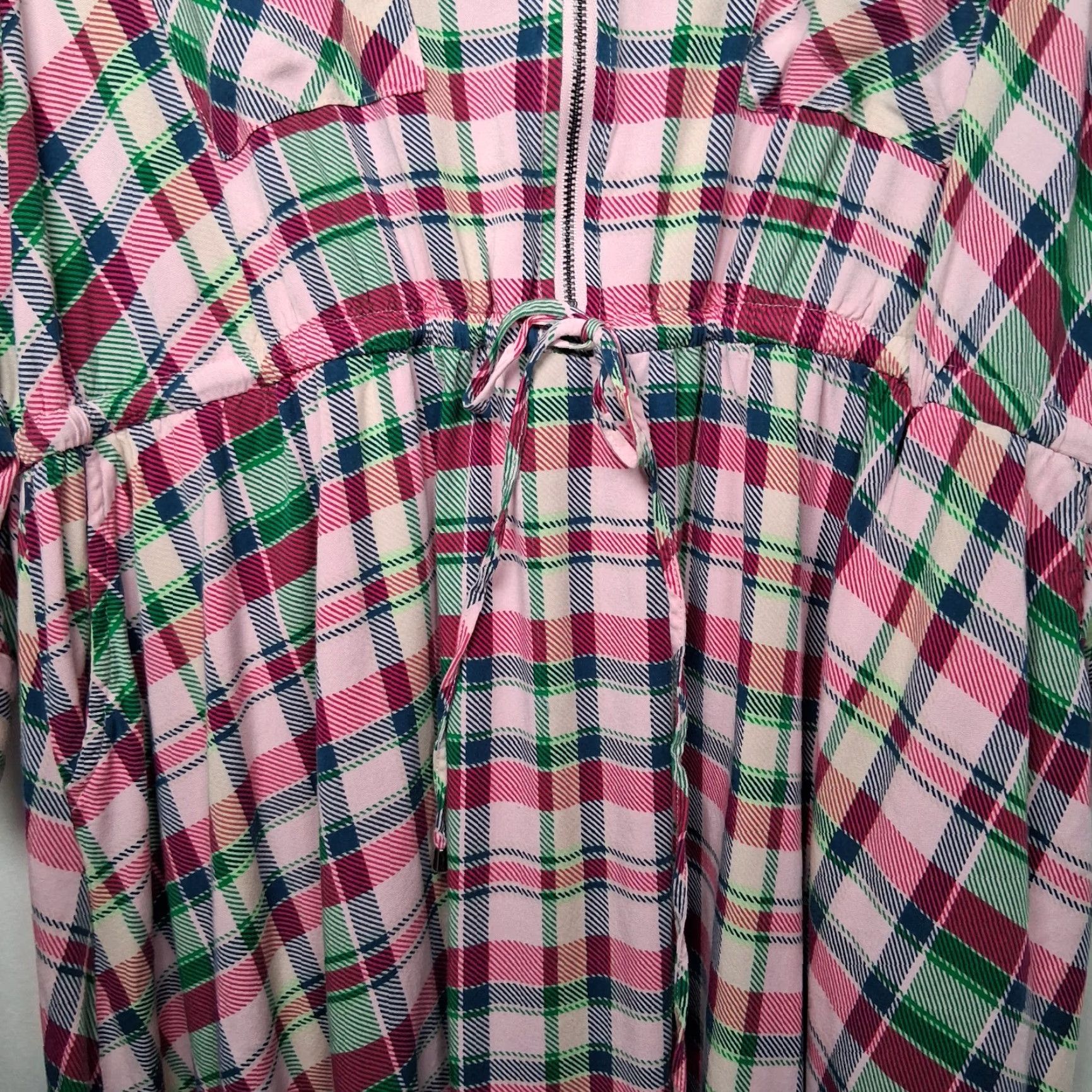 Torrid Torrid Plaid Shirt Dress Midi Zip 3X Women’s Plus Size Pink Green Blue Roll Sleeve V-Neck High Low Size XXL / US 16-18 / IT 52-54 - 5 Thumbnail