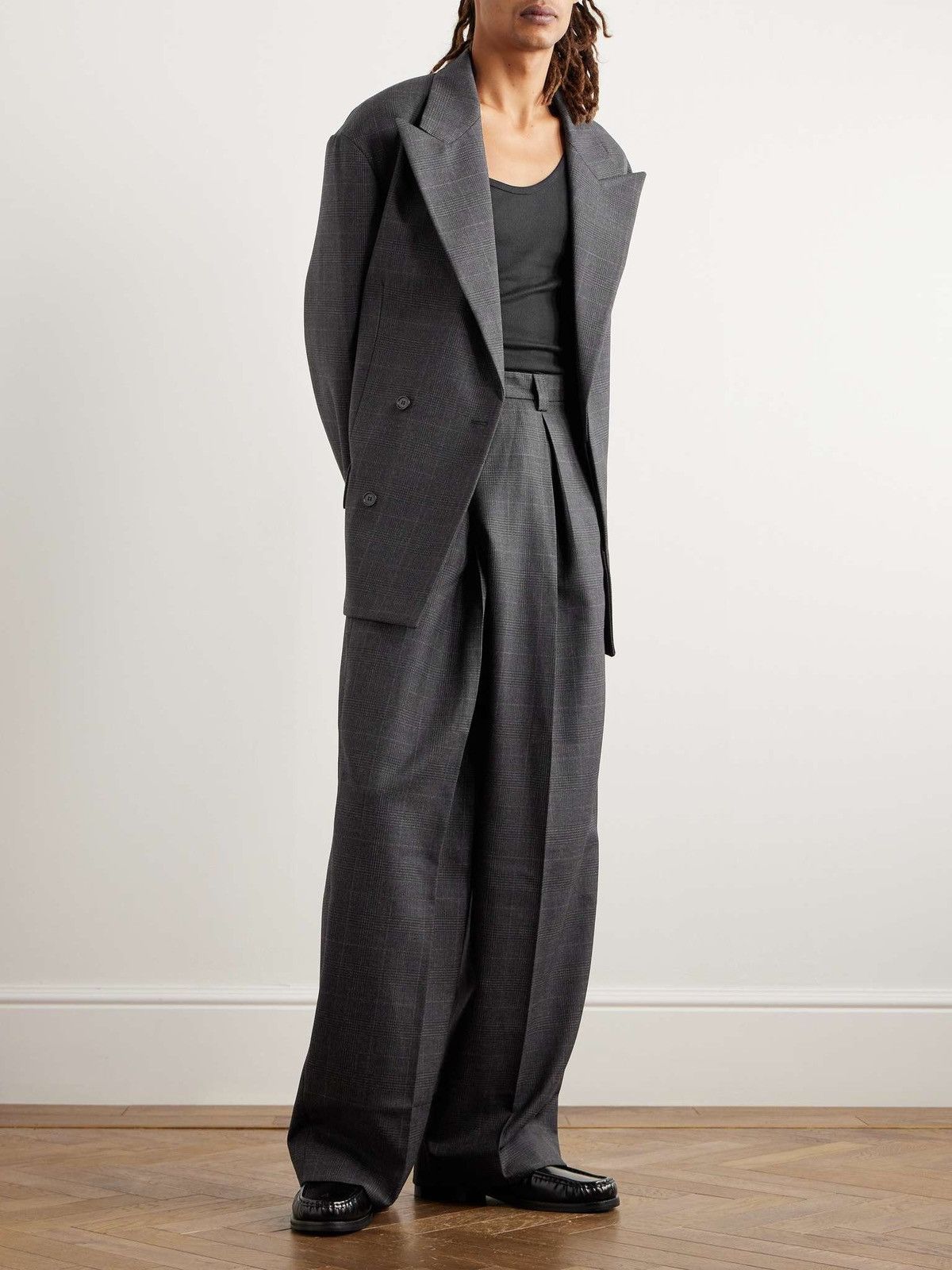 Acne Studios Tailored Wool Blend Wrap Trousers Grey / Black