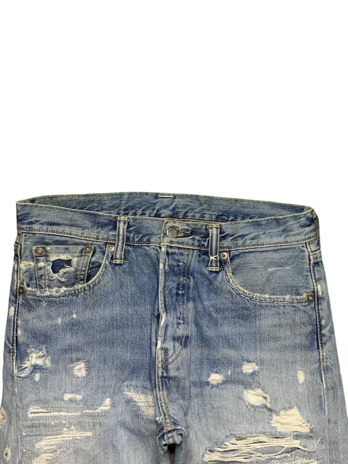Levi's Vintage Levis 501 Mud Wash Distressed Patched Jeans Size US 31 - 4 Thumbnail