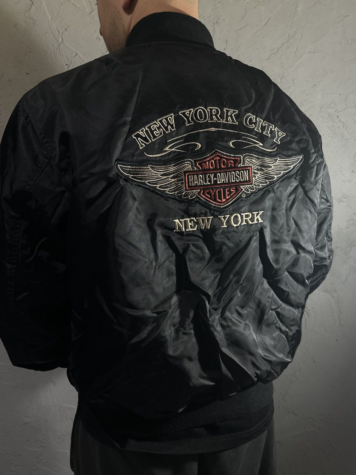 Harley Davidson × Vintage Harley Davidson vintage big logo oversized bomber jacket Size US XL / EU 56 / 4 - 1 Thumbnail