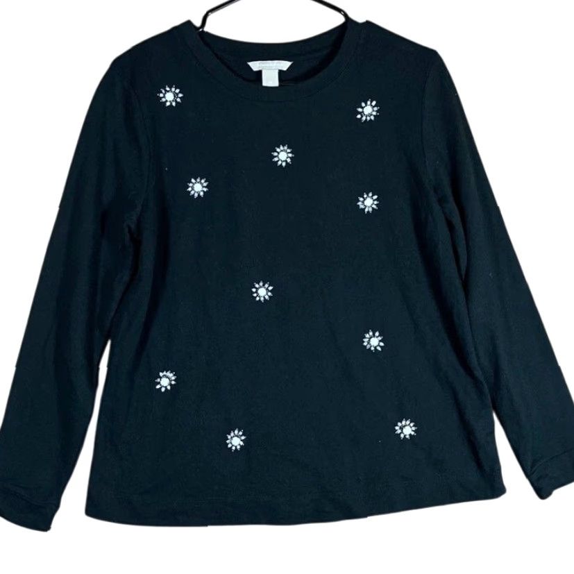 Banana Republic VINTAGE Banana Republic Women Sweater Black Sophia Bead Jewelled Crew Neck Long Sleeve M Size M / US 6-8 / IT 42-44 - 2 Thumbnail