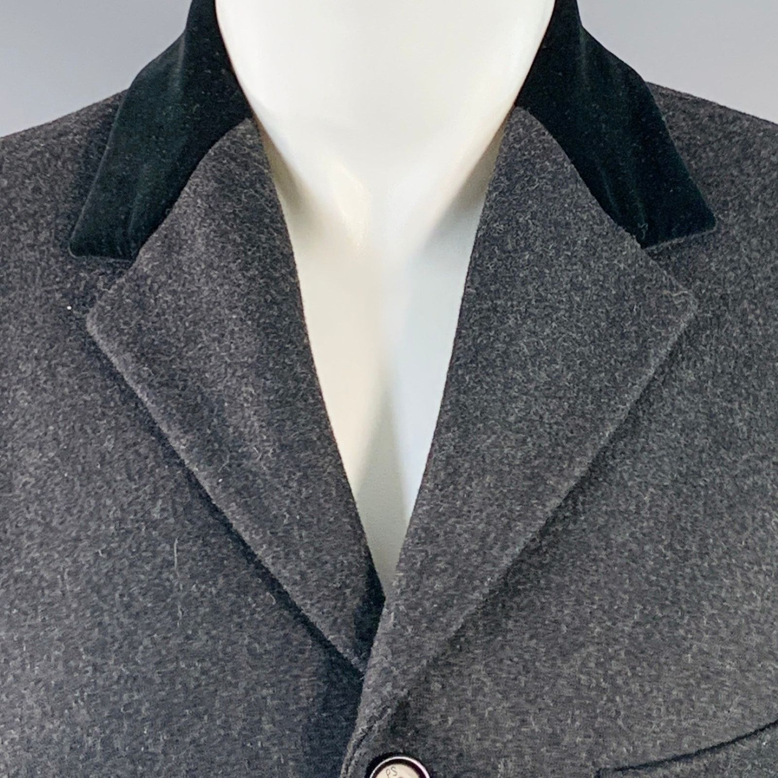 Paul Smith PS by PAUL SMITH Charcoal Black Wool Blend Notch Lapel Coat Size US S / EU 44-46 / 1 - 2 Thumbnail