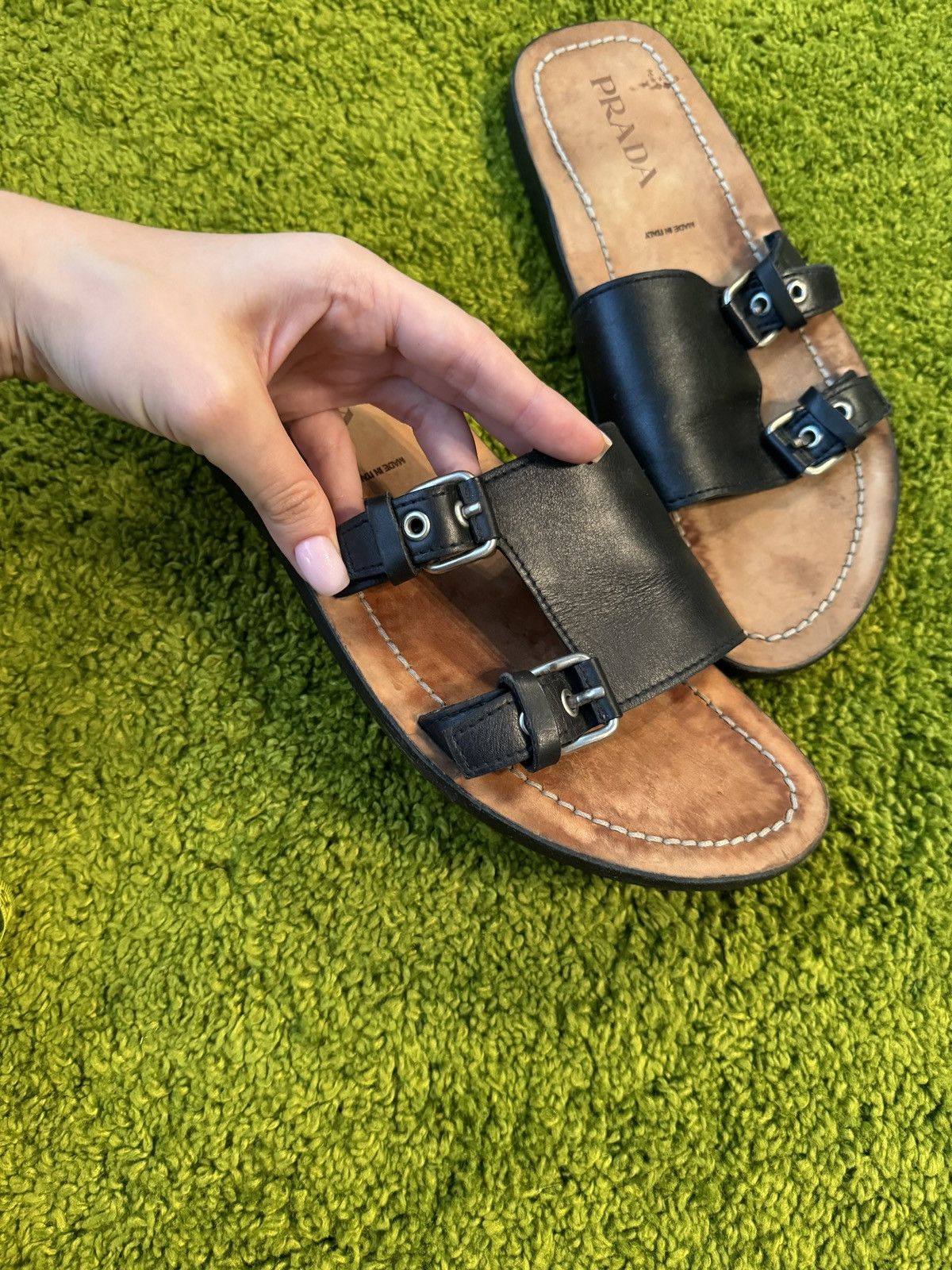 Prada Prada avant garde leather sandals flip flops Size US 9.5 / EU 42-43 - 1 Thumbnail