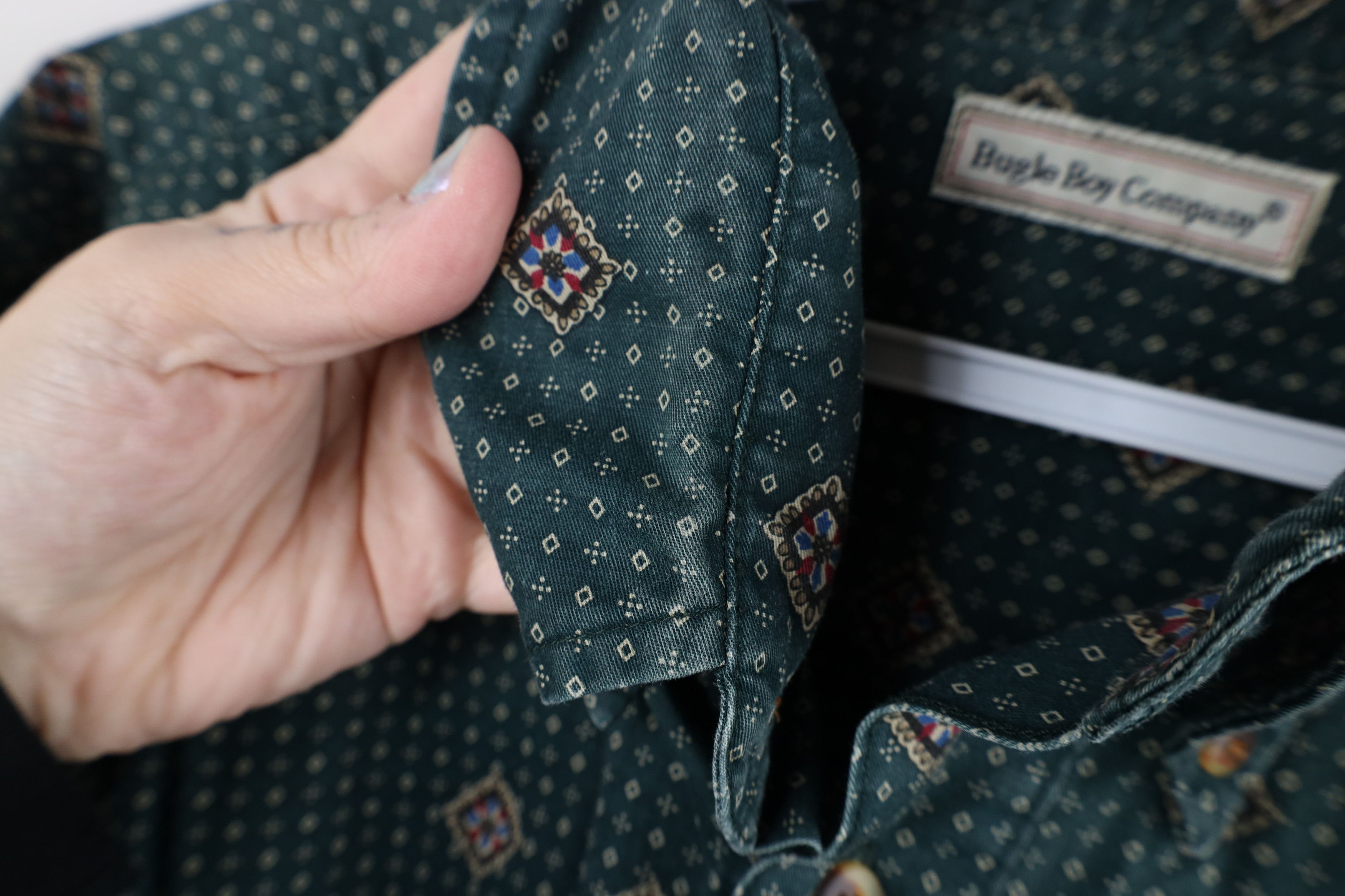 Vintage Vintage 90s Streetwear Geometric Diamond Button Down Shirt Size US L / EU 52-54 / 3 - 8 Thumbnail