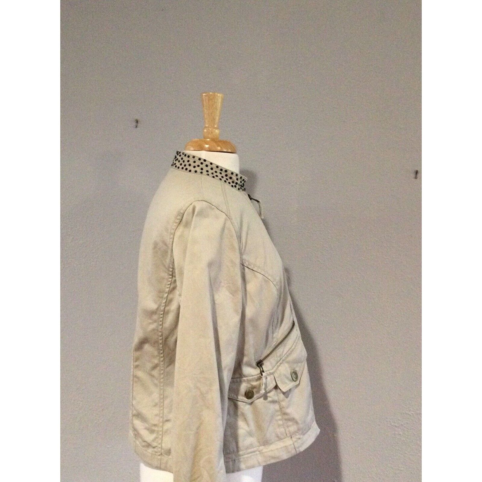 Chicos Chicos Tan Zip Front Rhinestone Collar Cotton Size 1/M Size M / US 6-8 / IT 42-44 - 7 Thumbnail