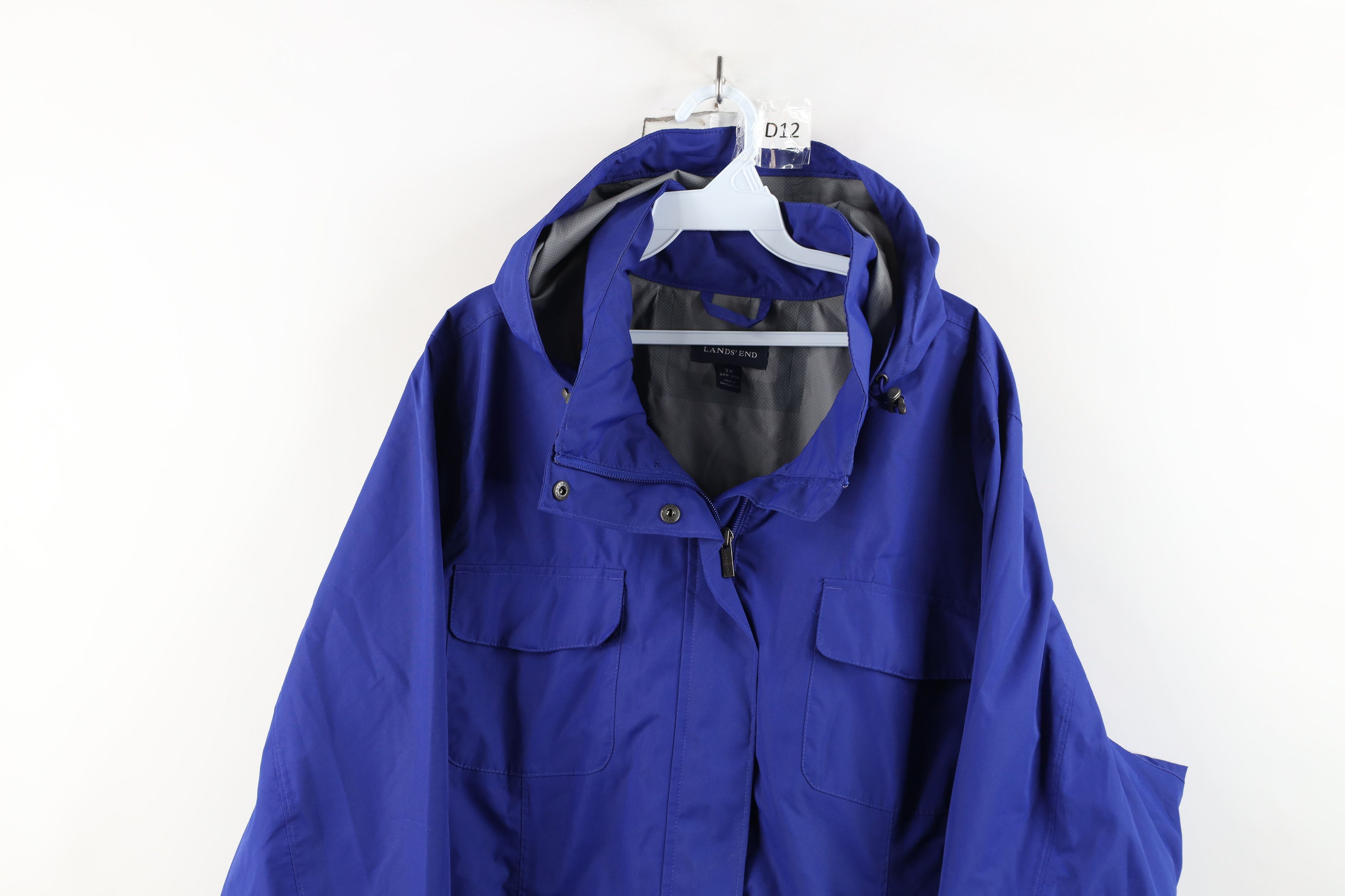 Lands' End × Vintage Vintage Lands End Hooded Full Zip Rain Parka Jacket Blue Size 3XL / US 20-22 - 2 Thumbnail