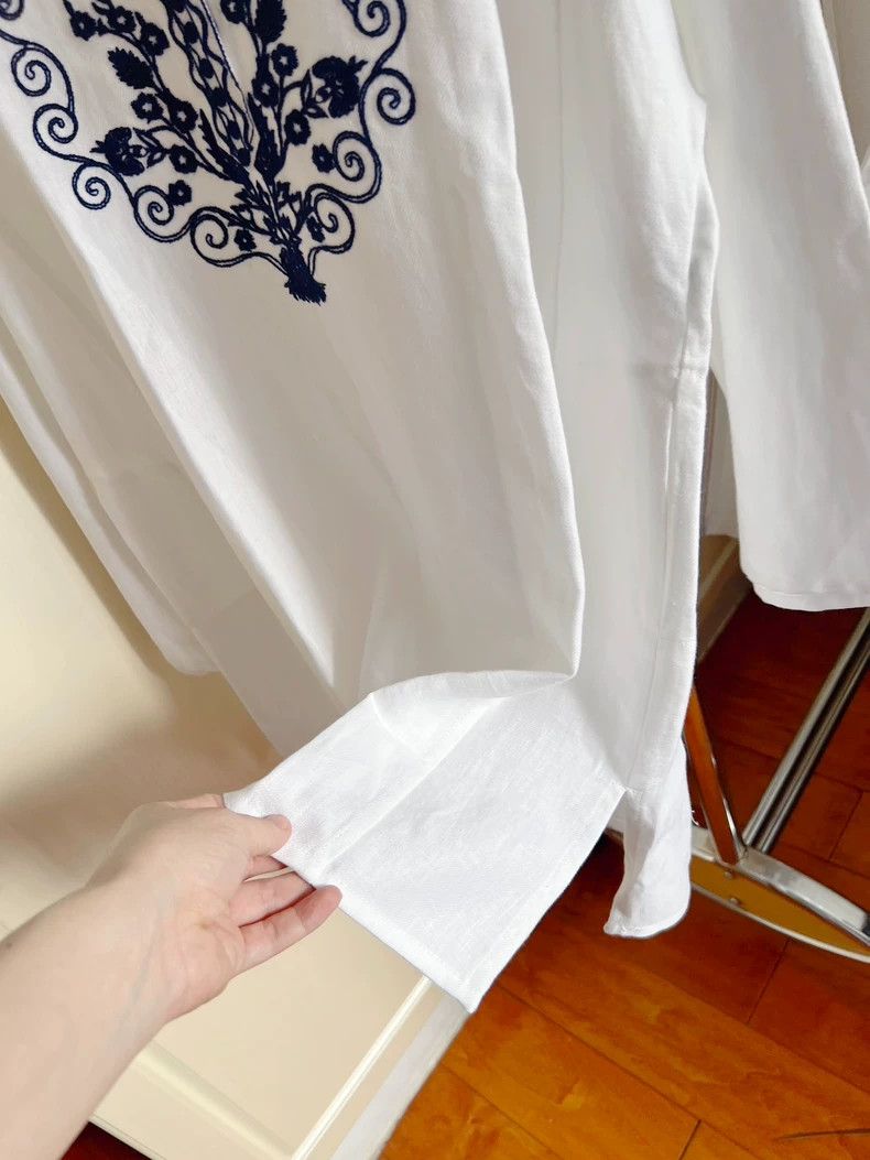 Loro Piana LORO PIANA Blue and white porcelain embroidered linen dres Size S / US 4 / IT 40 - 7 Thumbnail