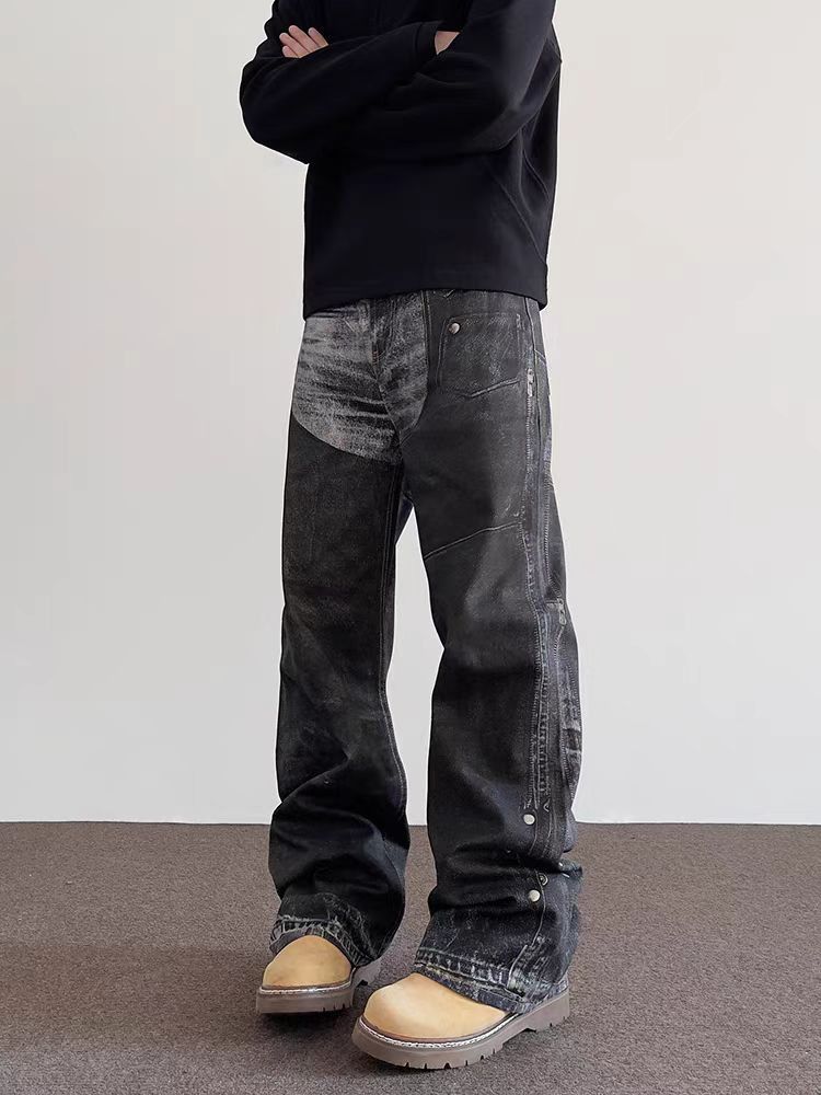 Japanese Brand High Street Hip Hop Straight Leg Micro Flare Jeans Size US 34 / EU 50 - 3 Thumbnail
