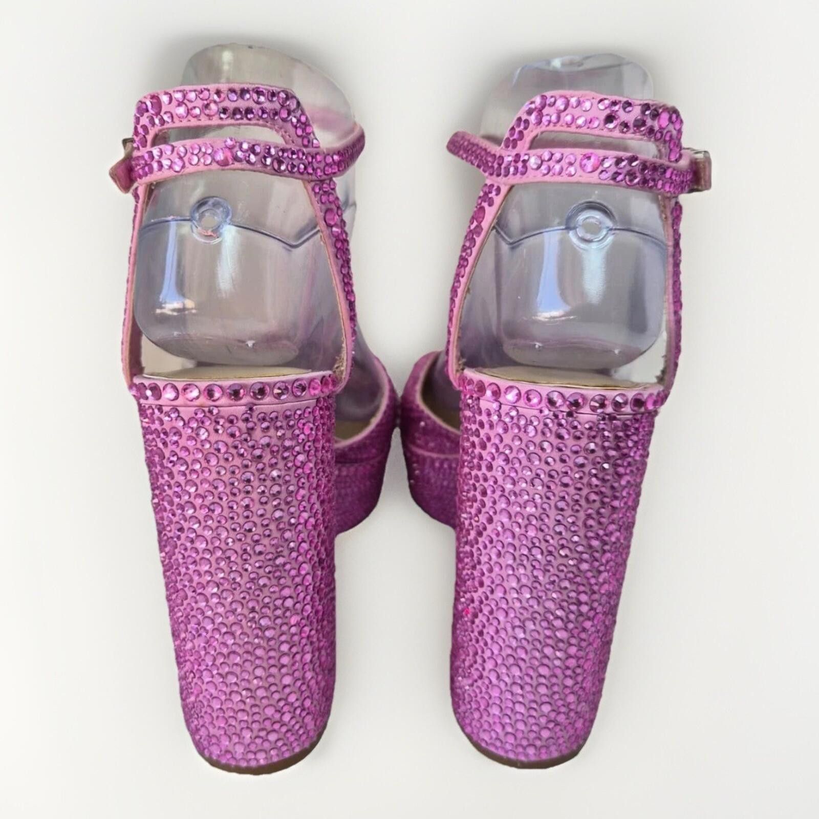 Other Gianni Bini Pink Strappy Block Women's 8.5 Embellish Buckle Size US 8 / IT 38 - 6 Thumbnail