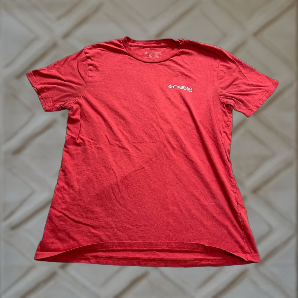 Vintage VINTAGE? No — wait this is not vintage. Generate final: Columbia Shirt Mens M Red PFG Active Top Short Sleeve Fishing T-Shirt Size US M / EU 48-50 / 2 - 1 Thumbnail
