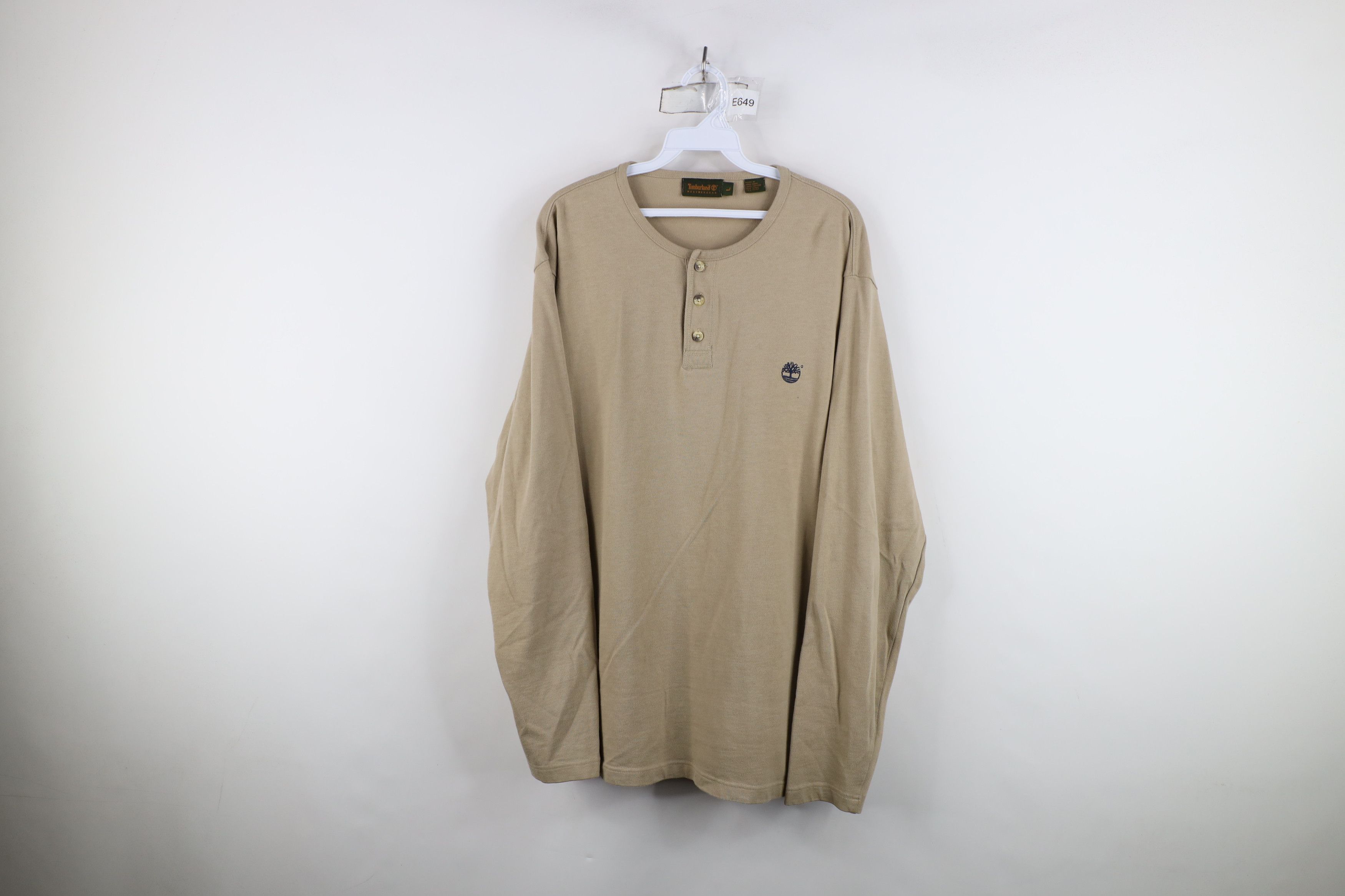 Timberland Vintage 90s Timberland Knit Long Sleeve Henley T-Shirt Size US L / EU 52-54 / 3 - 1 Thumbnail