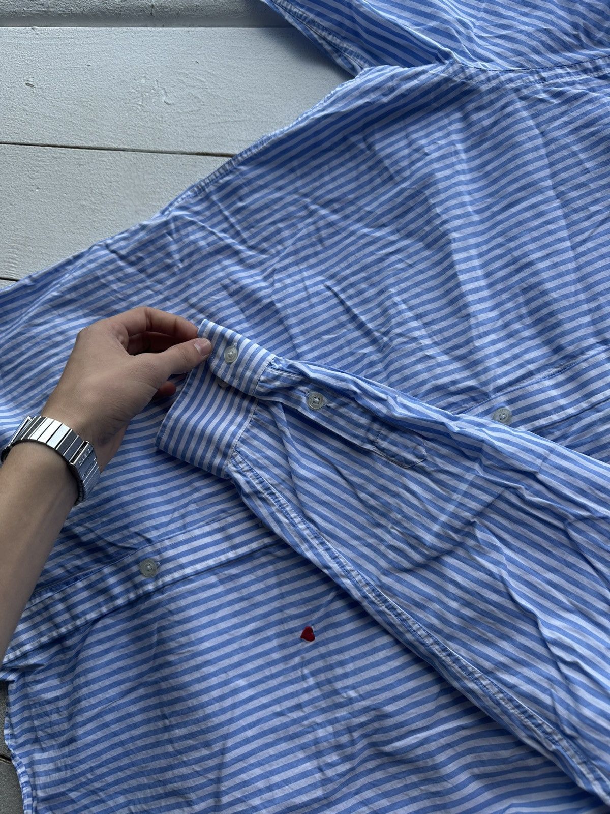 Moschino 🚨MOSCHINO Vintage WITH LOGO STRIPED Button Up Shirt HEART Size US M / EU 48-50 / 2 - 8 Thumbnail