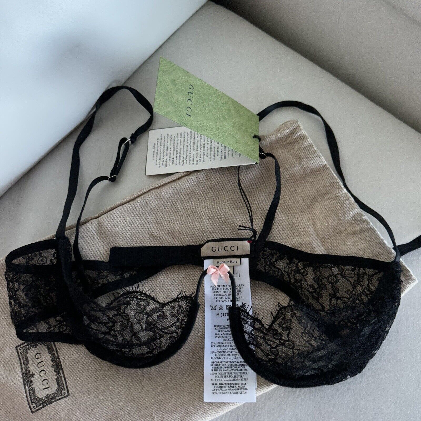 Gucci NWT GUCCI LACE BRA BALCONETTE SZ S Lace Black Size S / US 4 / IT 40 - 4 Thumbnail