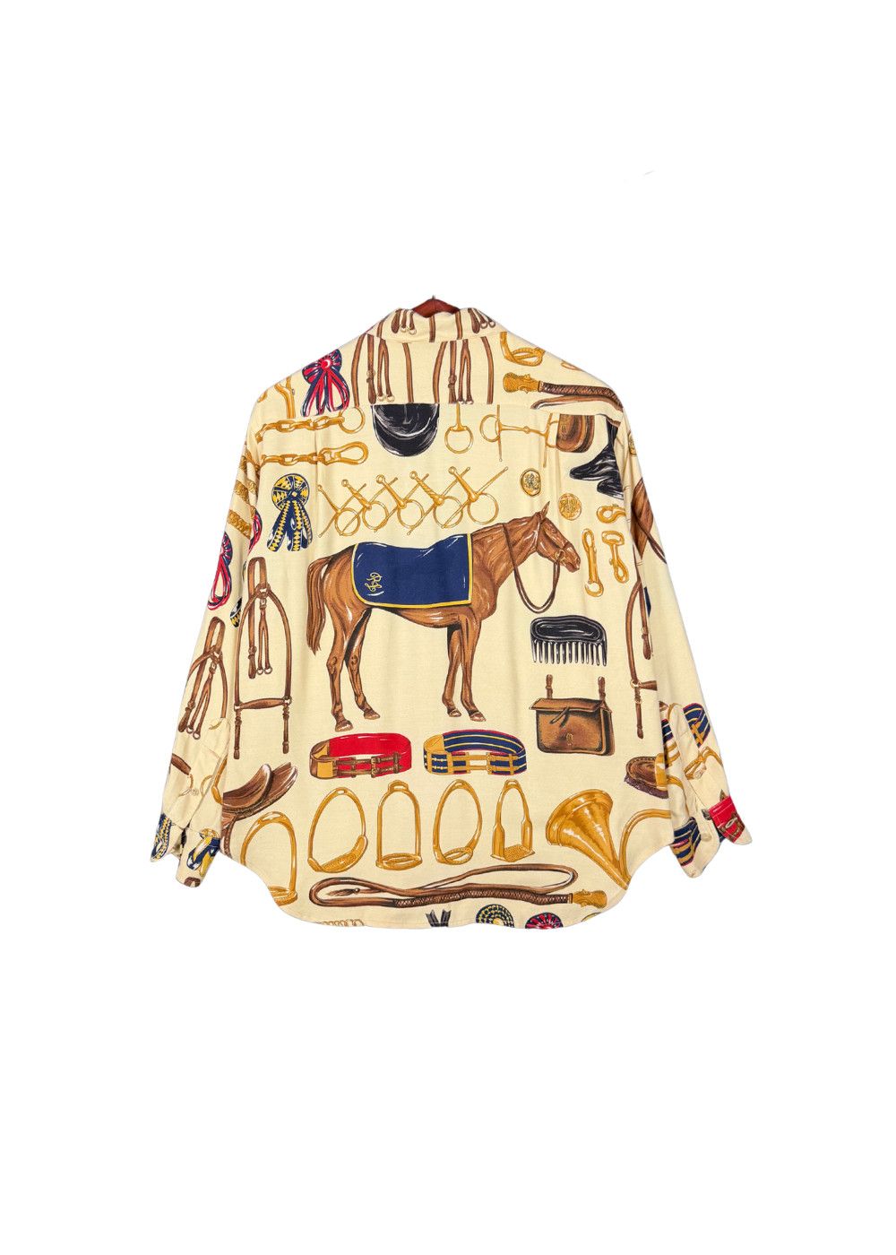VTG RL Collection Equestrian Print Viscose Shirt image 2