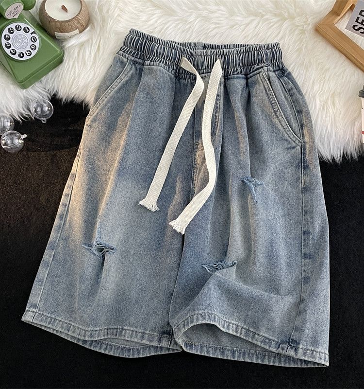Japanese Brand × Jean Retro distressed washed denim shorts Size US 32 / EU 48 - 5 Thumbnail