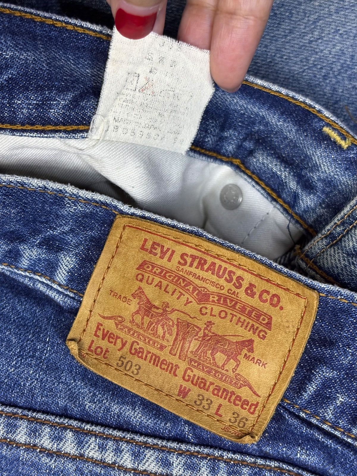 Levi's Vintage 90s Levis 503 Faded Wash Distressed Baggy Jeans Size US 32 / EU 48 - 11 Thumbnail