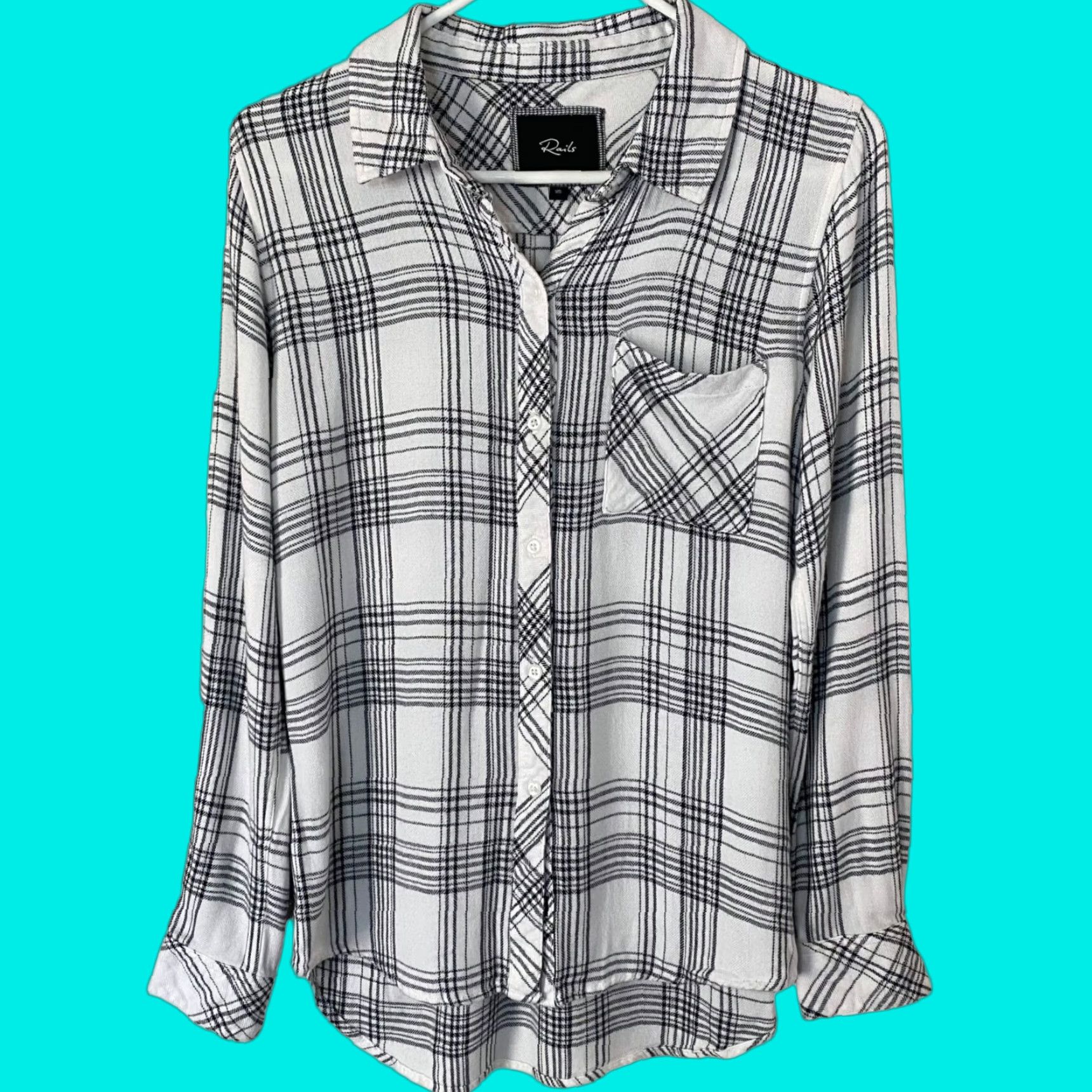 Rails VINTAGE Rails Hunter Plaid Button-Up Shirt Women's XS White Black Long-Sleeve Pocket Size XS / US 0-2 / IT 36-38 - 1 Thumbnail