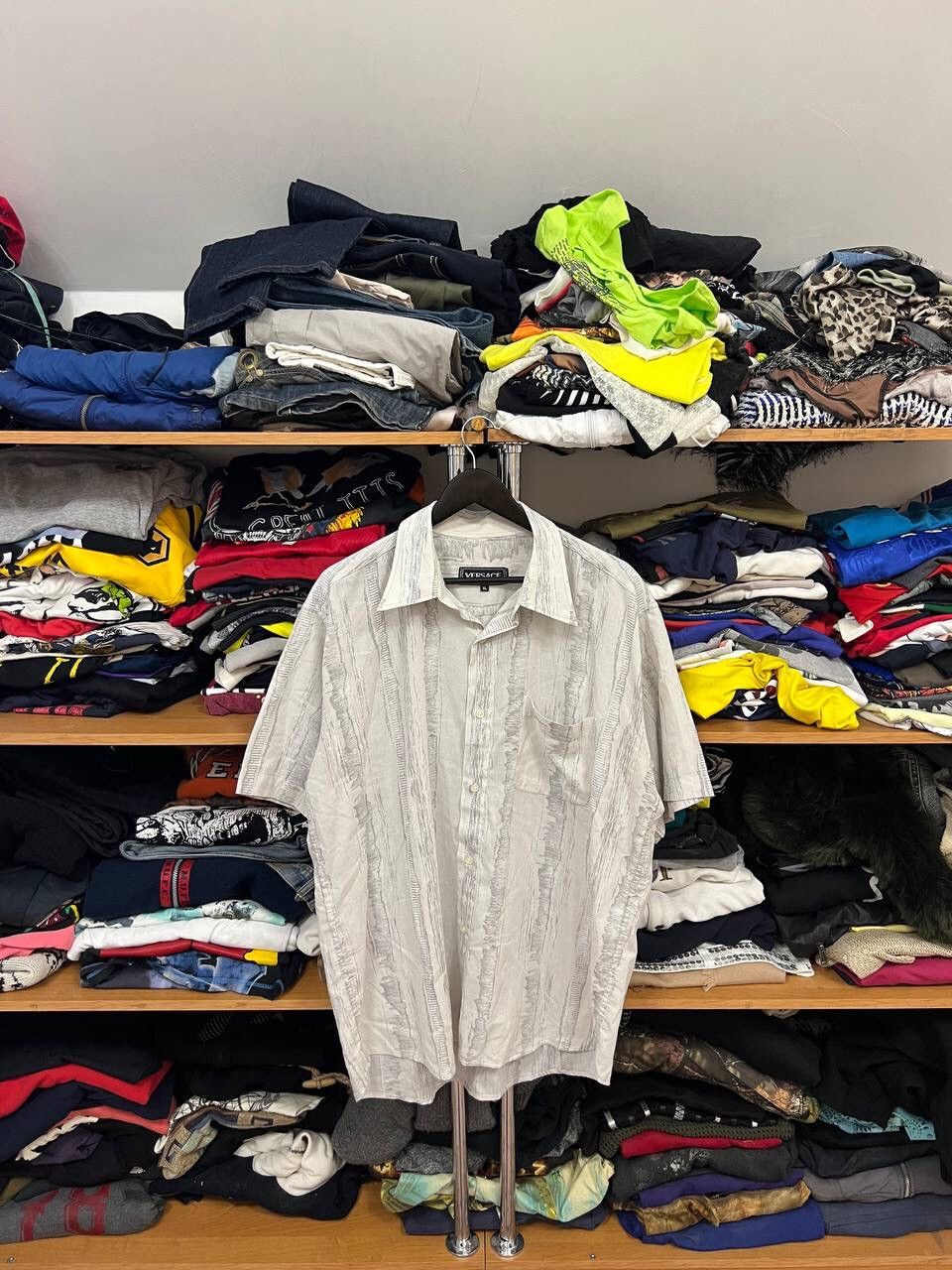 Archival Clothing Japanese Brand Versace Vintage Versace Y2K Rare Button Up Short Sleeve Shirt Grailed