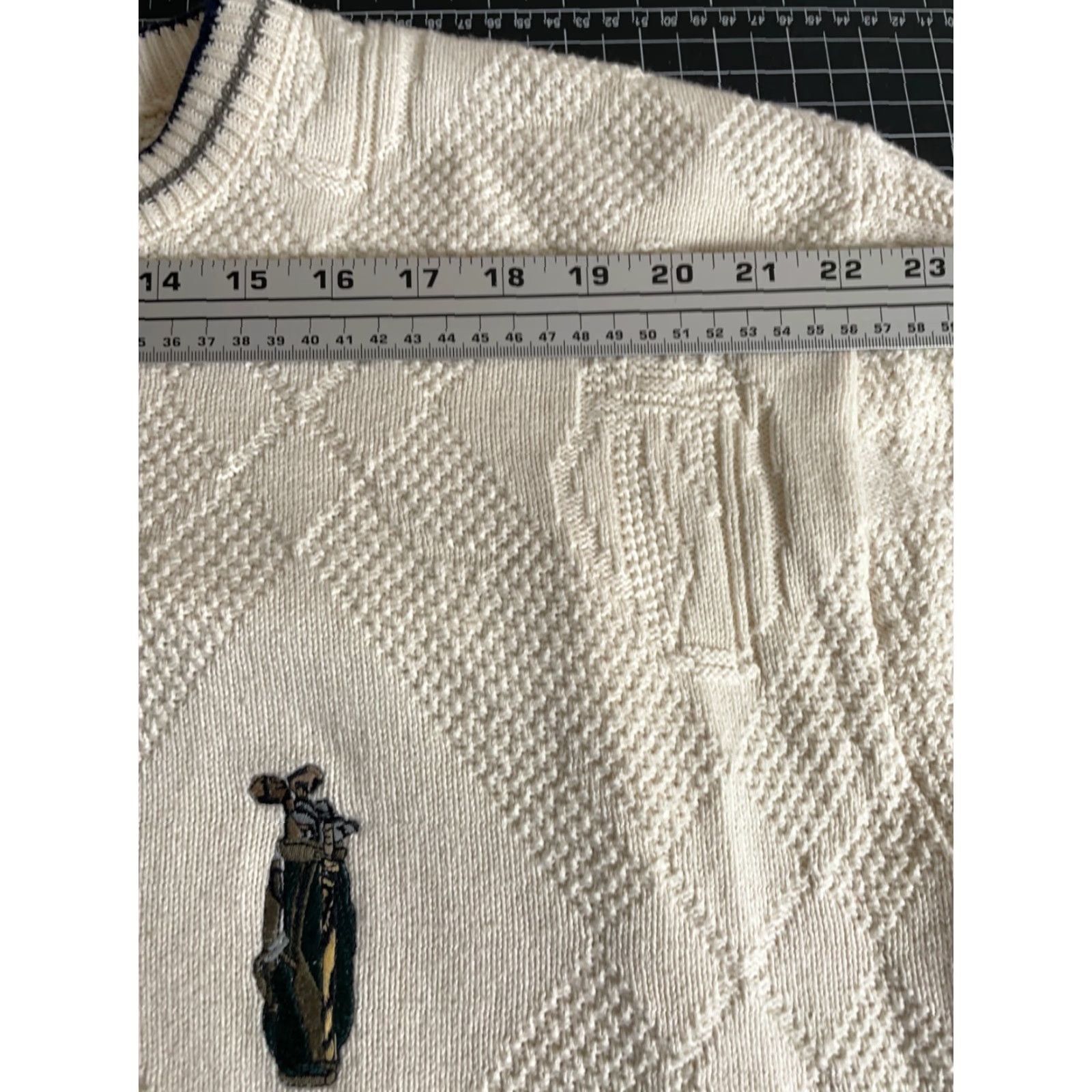 Vintage Vintage Shenandoah Men’s Heavyweight Ivory Cotton Golf Sweater XL Tall 90s Embroidered Knit Pullover Size US XL / EU 56 / 4 - 7 Thumbnail