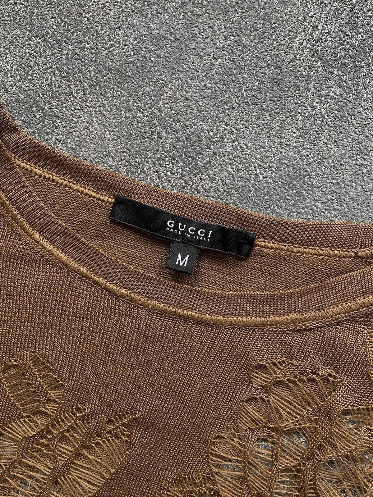 Gucci 2000’s Gucci By Tom Ford Silk Mesh Blouse Brown Vintage Size M / US 6-8 / IT 42-44 - 11 Thumbnail