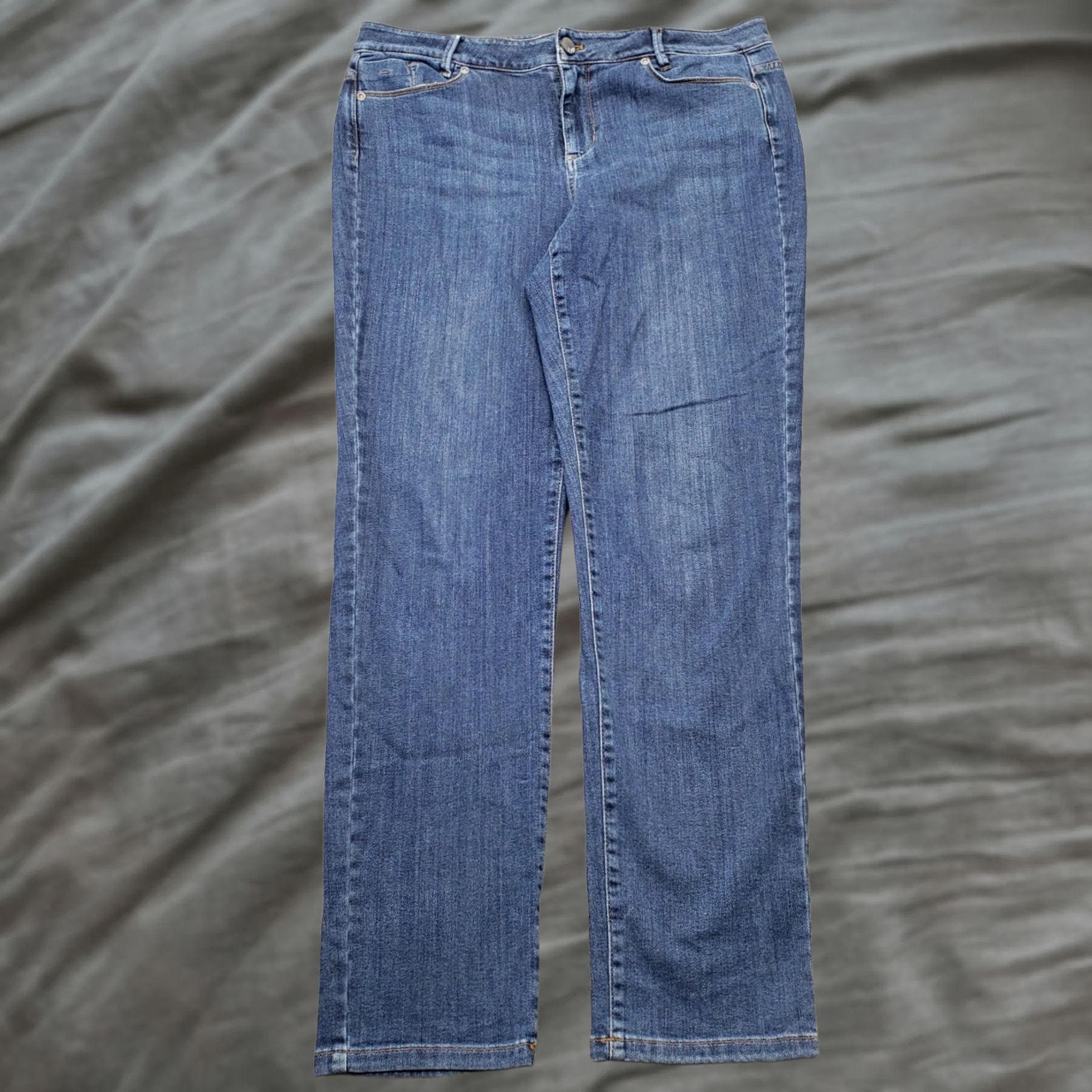J. Jill J. Jill Weekender Jeans Womens 10 Blue Denim Dark Wash Stretch Straight Leg Jeans Size 32" / US 10 / IT 46 - 1 Thumbnail
