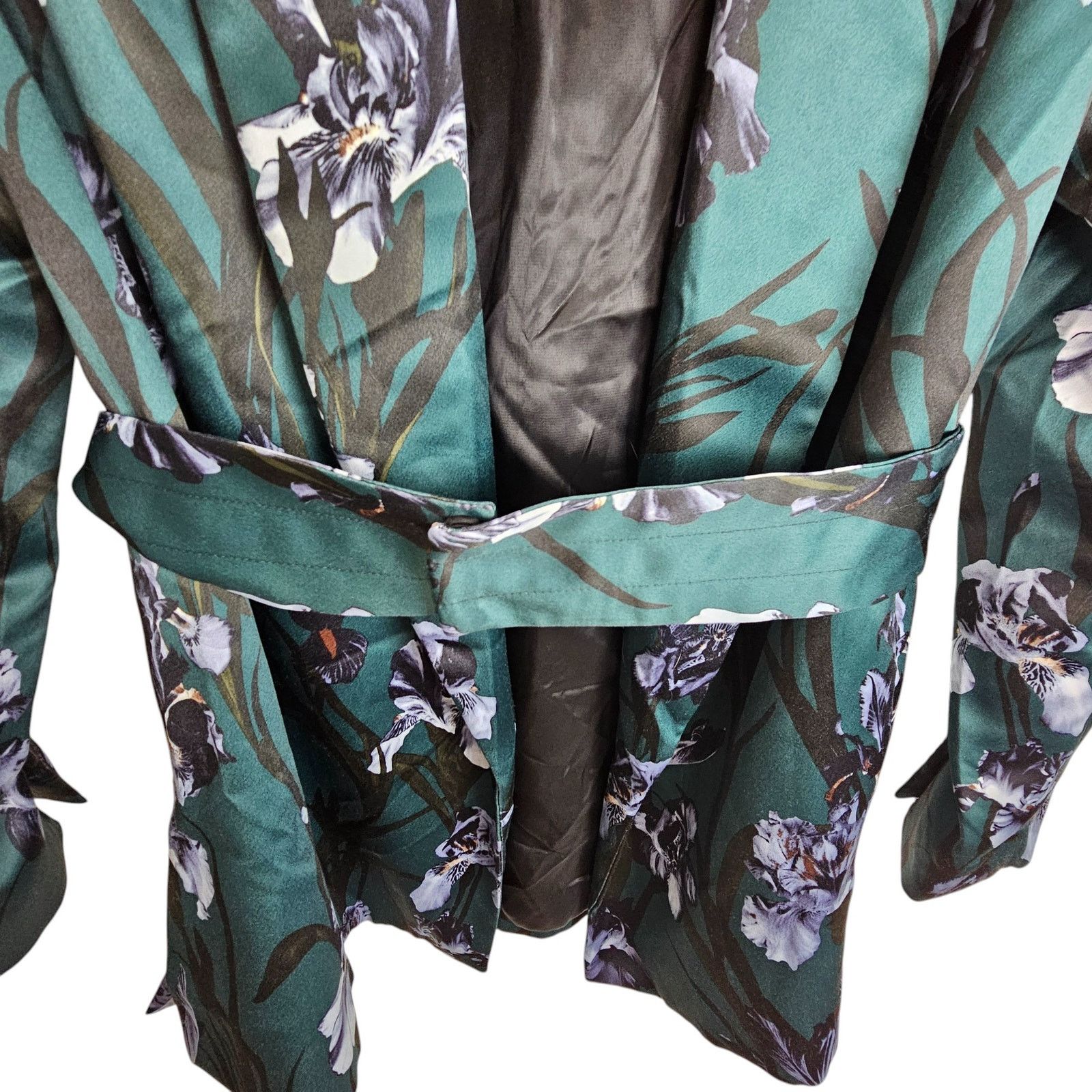 H&M H&M Womens Satin Floral Blazer Size 6 Belted Whimsigoth Size M / US 6-8 / IT 42-44 - 3 Thumbnail