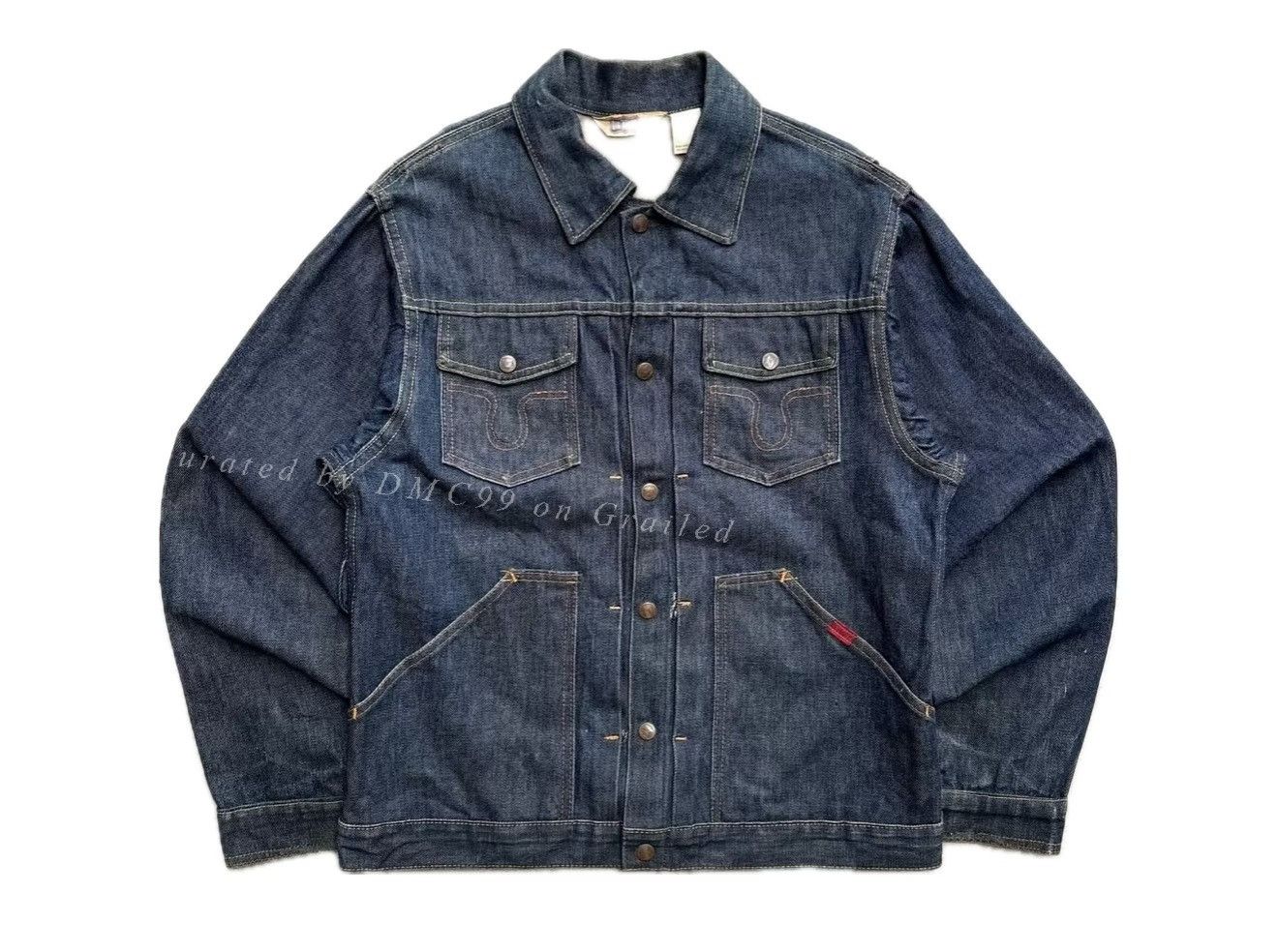 Vintage 1970s BIG SMITH RAW DENIM WORK JACKET Size US XXS / EU 40 - 1 Thumbnail